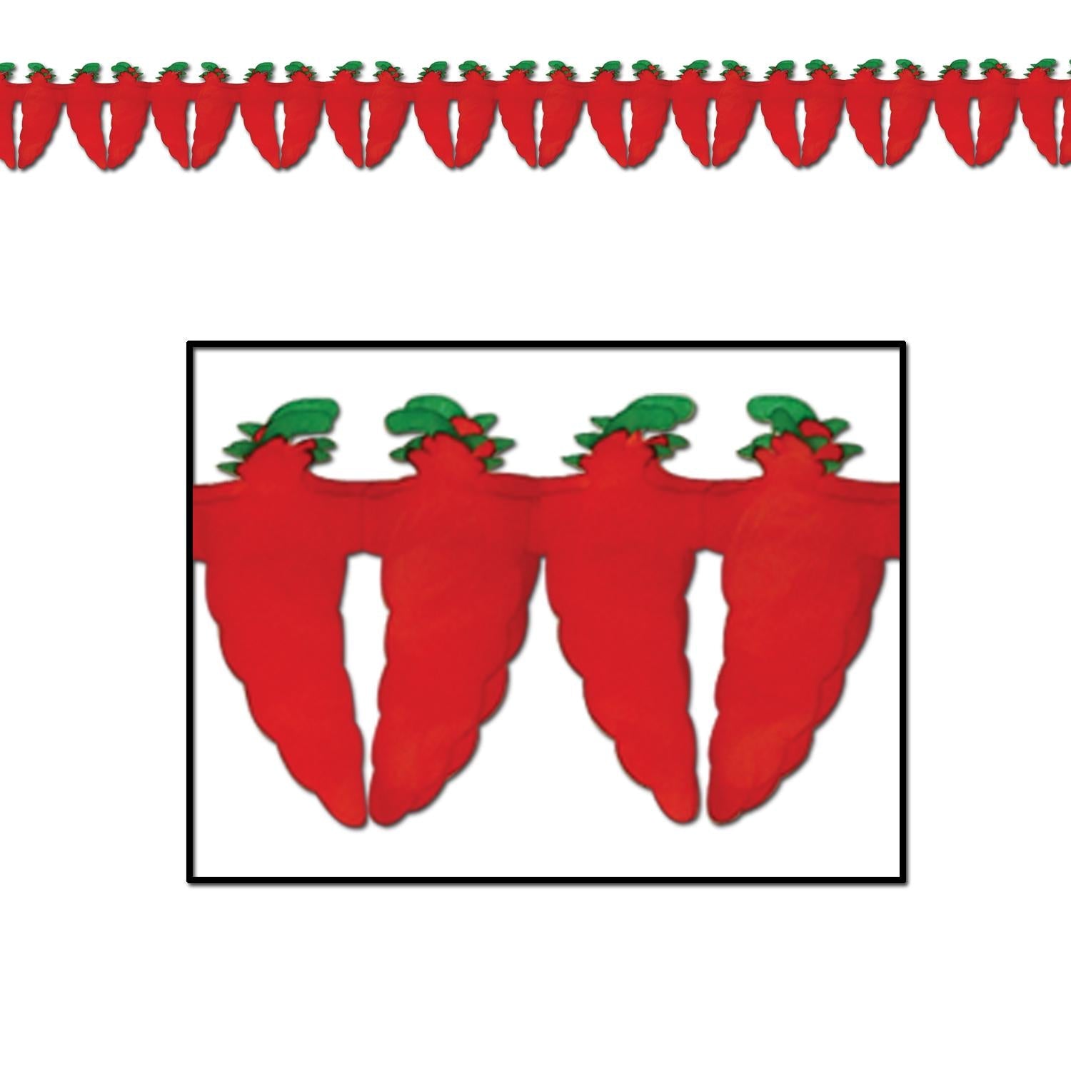 12 Pack Beistle Fiesta Chili Pepper Garland - Colorful Mexican Party Decorations for Cinco de Mayo, Fiesta Theme Parties & Kitchen Wall Decor