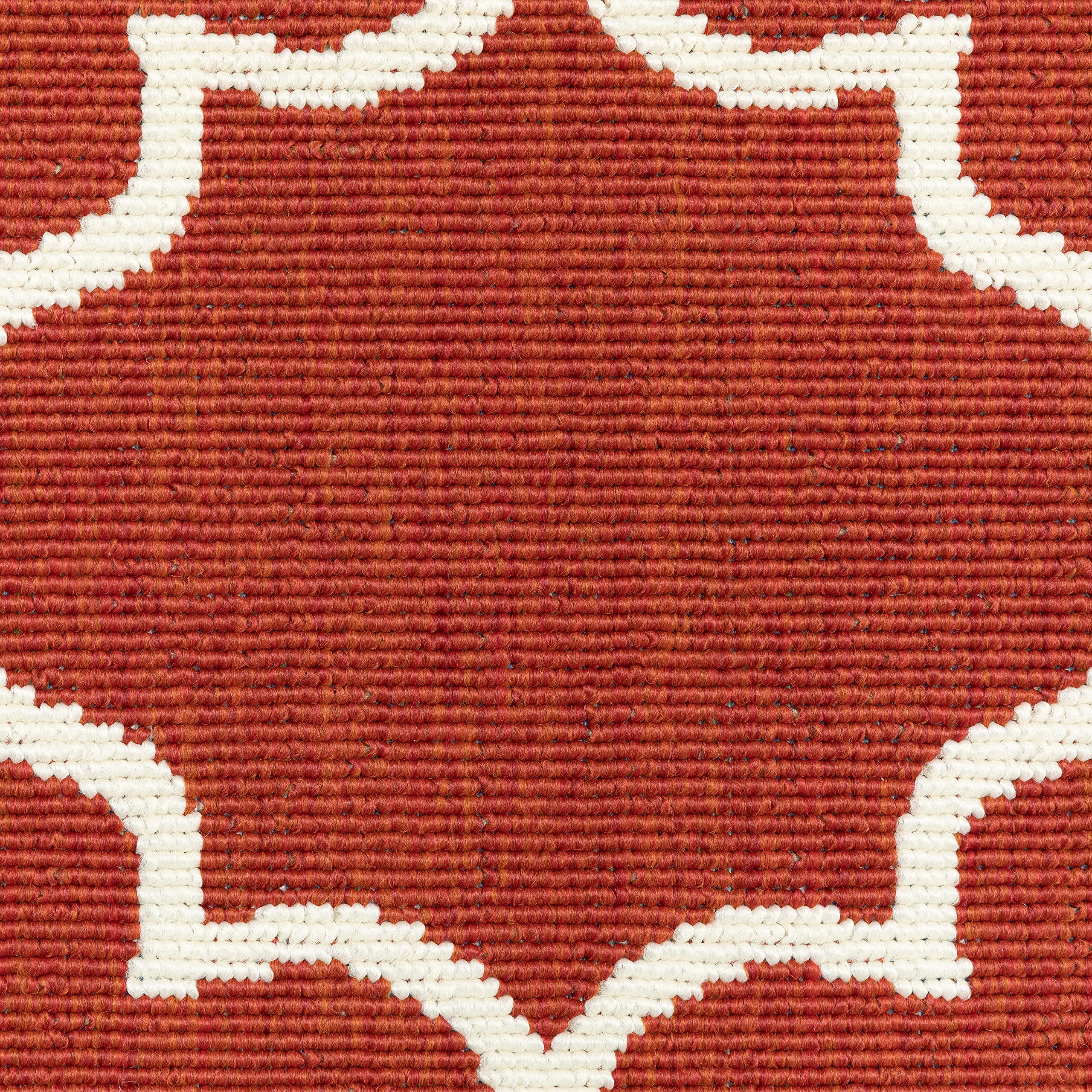 Meridian 8' Round Area Rug in Red & Ivory - Soft & Durable Living Room, Bedroom, or Office Carpet for Home Decor