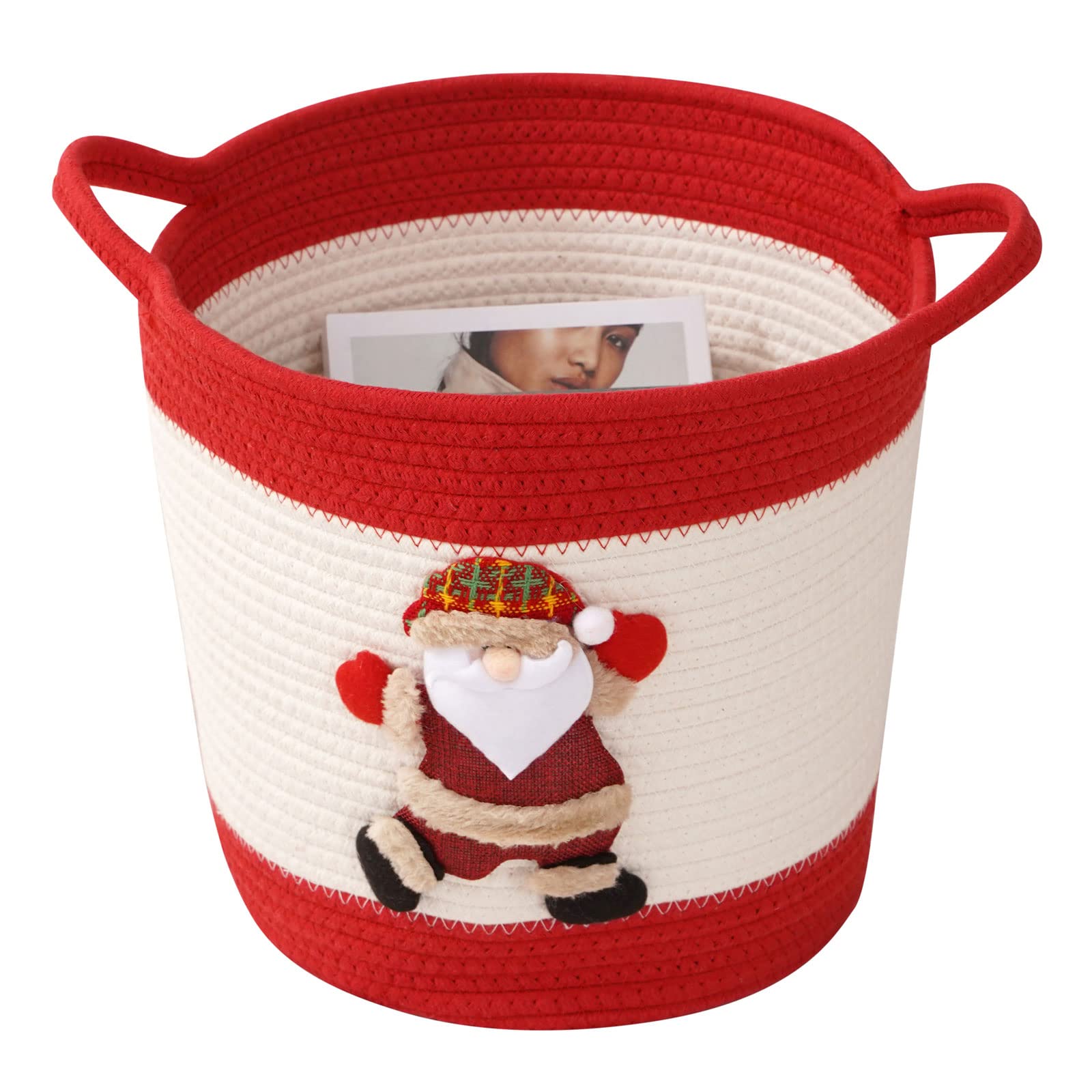 Christmas Santa Claus Storage Basket - Holiday Home Decor & Gift for Mom, Teen Girls - Boho Style Toy, Clothes & Miscellaneous Organizer - Perfect for Festive Decor, Bedroom & Living Room Storage