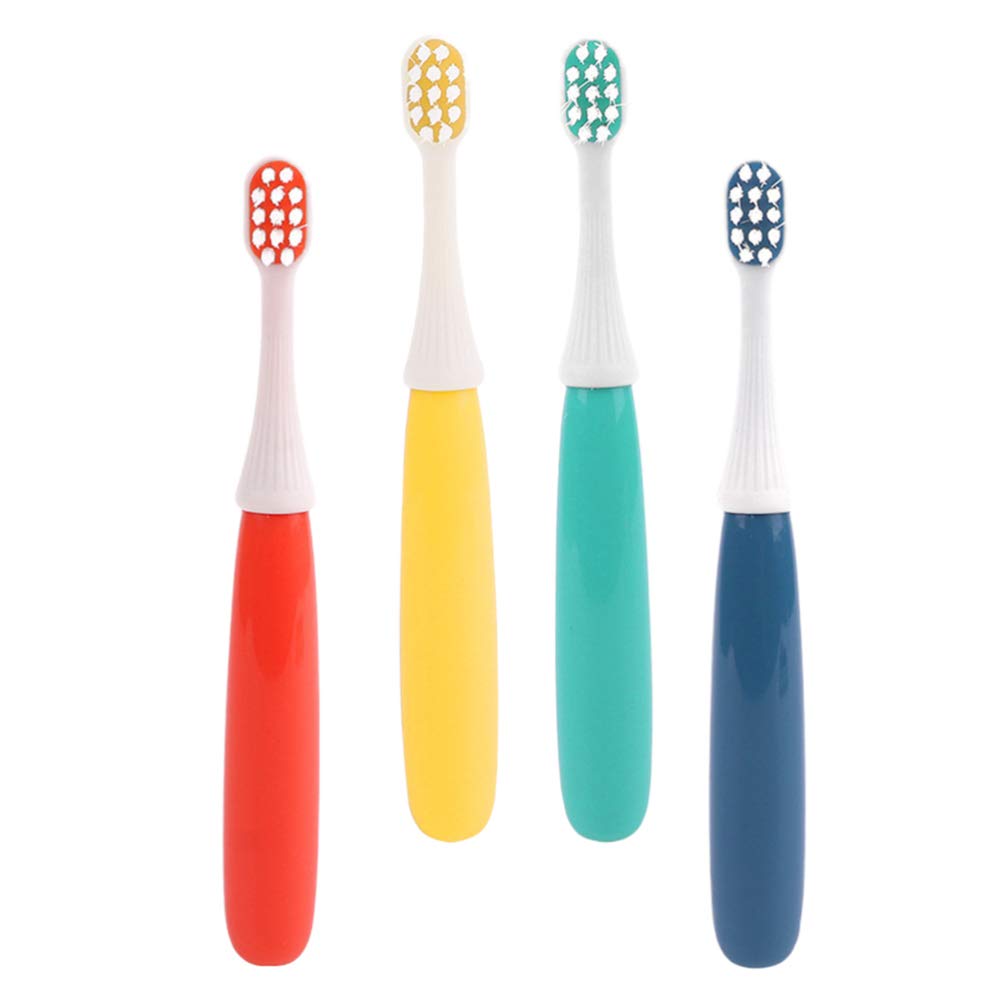 Healifty 4PCS Soft Bristle Baby Toothbrushes for Kids - Gentle Infant & Toddler Toothbrush Set for Oral Care - Perfect for Daily Brushing, Travel & First Dental Hygiene Routine