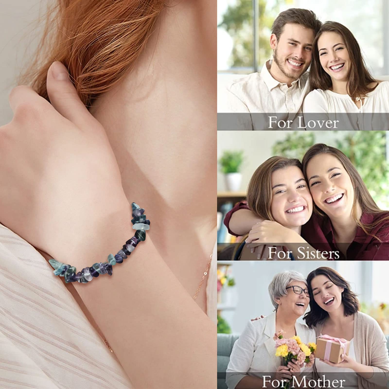 Natural Gemstone Bracelets for Women - Turquoise Crystal Chip Bead Stretch Bracelet with Chakra Healing Properties | Handmade Spiritual Jewelry for Meditation, Yoga & Positive Energy