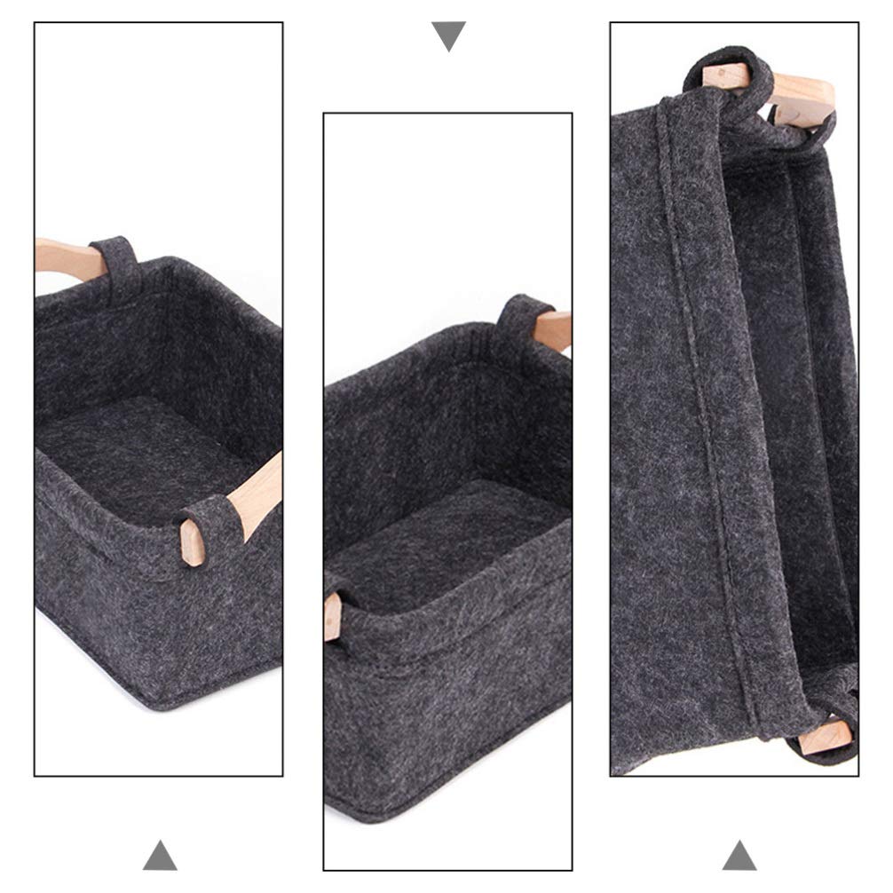 Hemoton Felt Storage Cube - Modern Desktop Organizer for Office, Baby Toys & Magazine Storage | Wooden Drawer & Table Organizer Basket for Home & Office Use