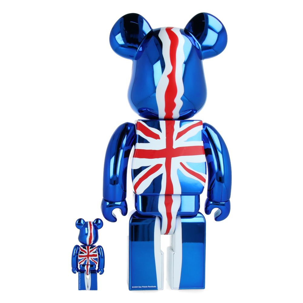 400% + 100% Bearbrick Sex Pistols God Save The Queen Chrome Version - Limited Edition Collectible Art Toy for Display & Home Decor