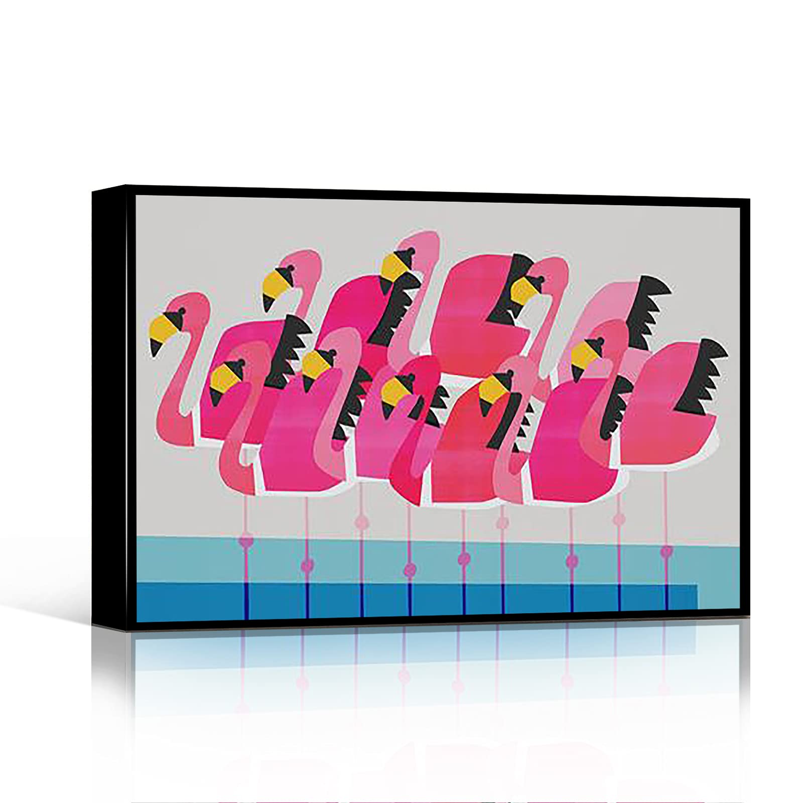 Modern Canvas Wall Art - Pink Bird Illustration Wildlife Print, 16x24 Inch Wood Framed Poster for Adult Bedroom & College Dorm Decor | Perfect for Living Room, Office & Nursery Wall Decor