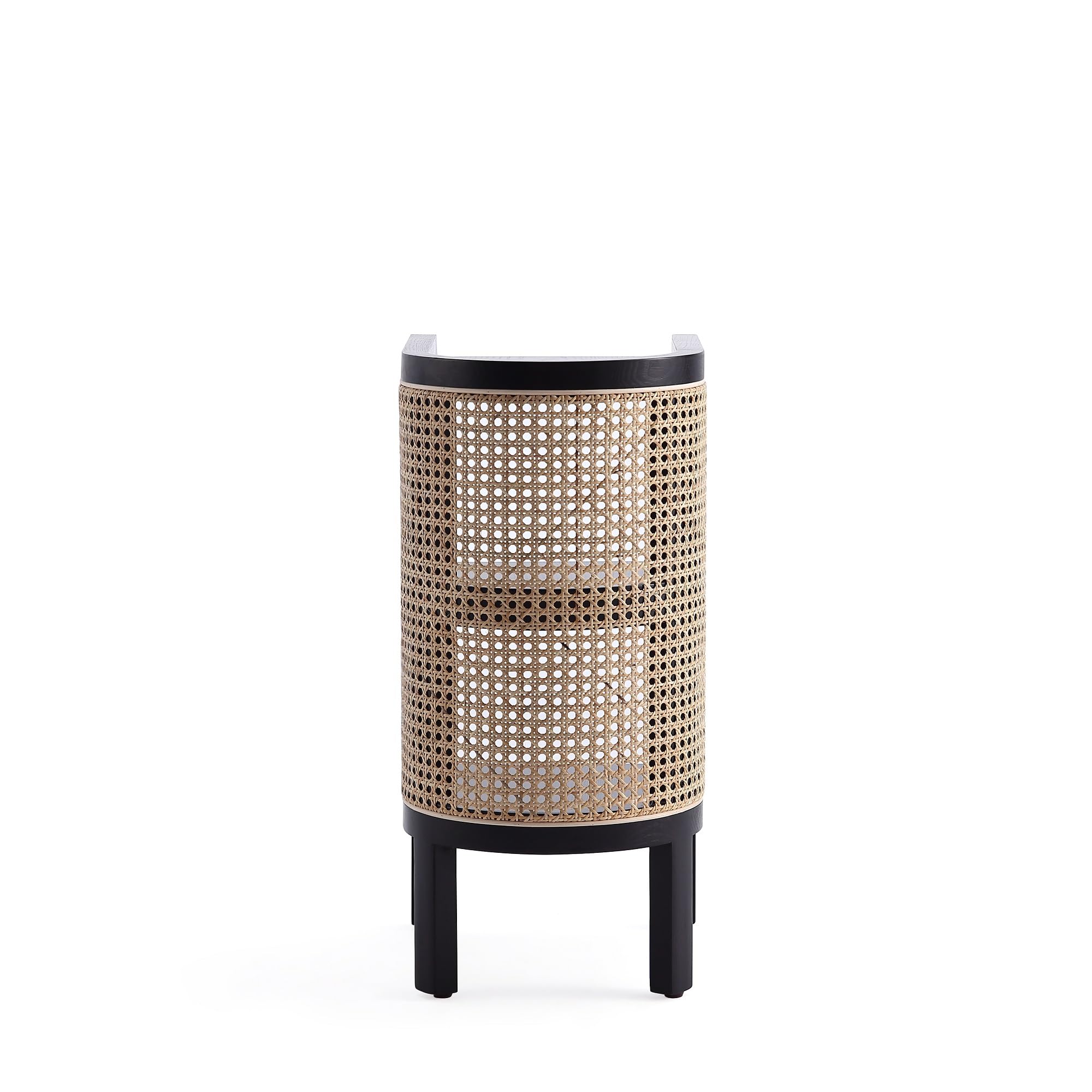 Versailles Rattan Bedside Table - 2-Tier Storage End Table for Living Room, Bedroom & Home Office - Black/Natural Cane Accent Table | Perfect for Small Spaces, Nightstand Use & Sofa Side Table