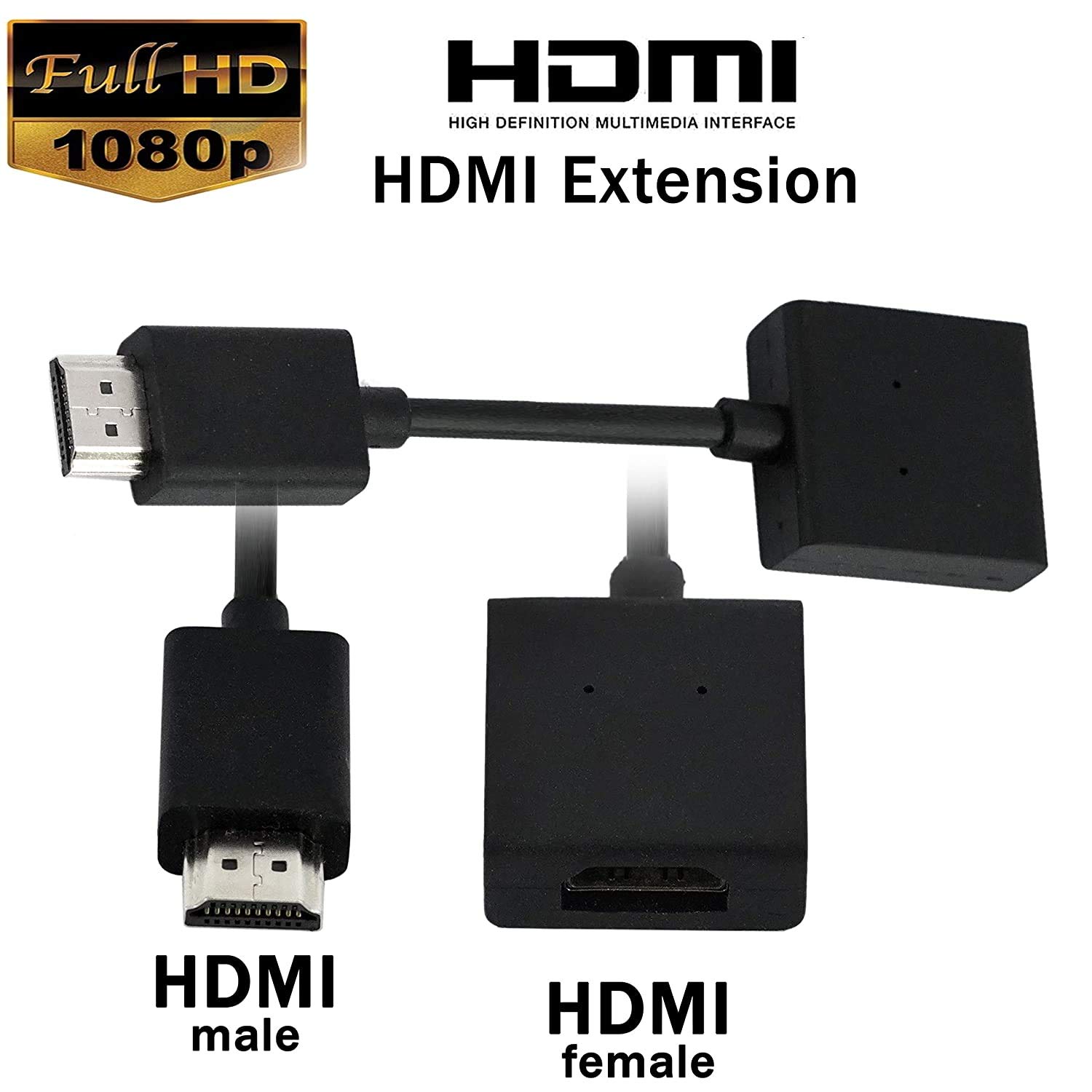 Storite 2-Pack 10cm High Speed HDMI Male to Female Extension Cable - HDMI Extender for Computer, TV, Projector, DVD Player - Perfect for Home Theater Setup, Gaming Consoles, and Office Presentations