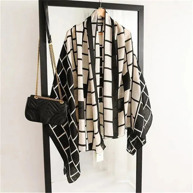 Luxury Striped Scarves for Women - Soft Cashmere & Silk Blend - Elegant Fashion Accessory for Winter, Office & Special Occasions