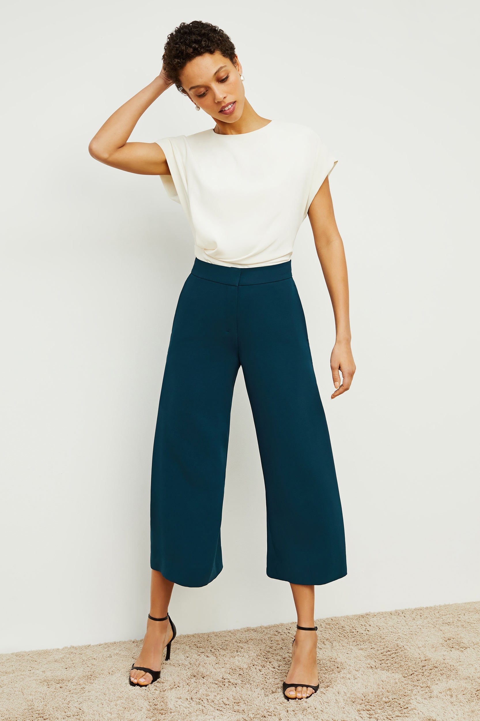 Zhou 2.0 Culotte Pants - Premium Heavy Crepe Fabric - Elegant Wide Leg Palazzo Trousers for Women | Perfect for Office Wear, Casual Outfits & Tropical Vacations