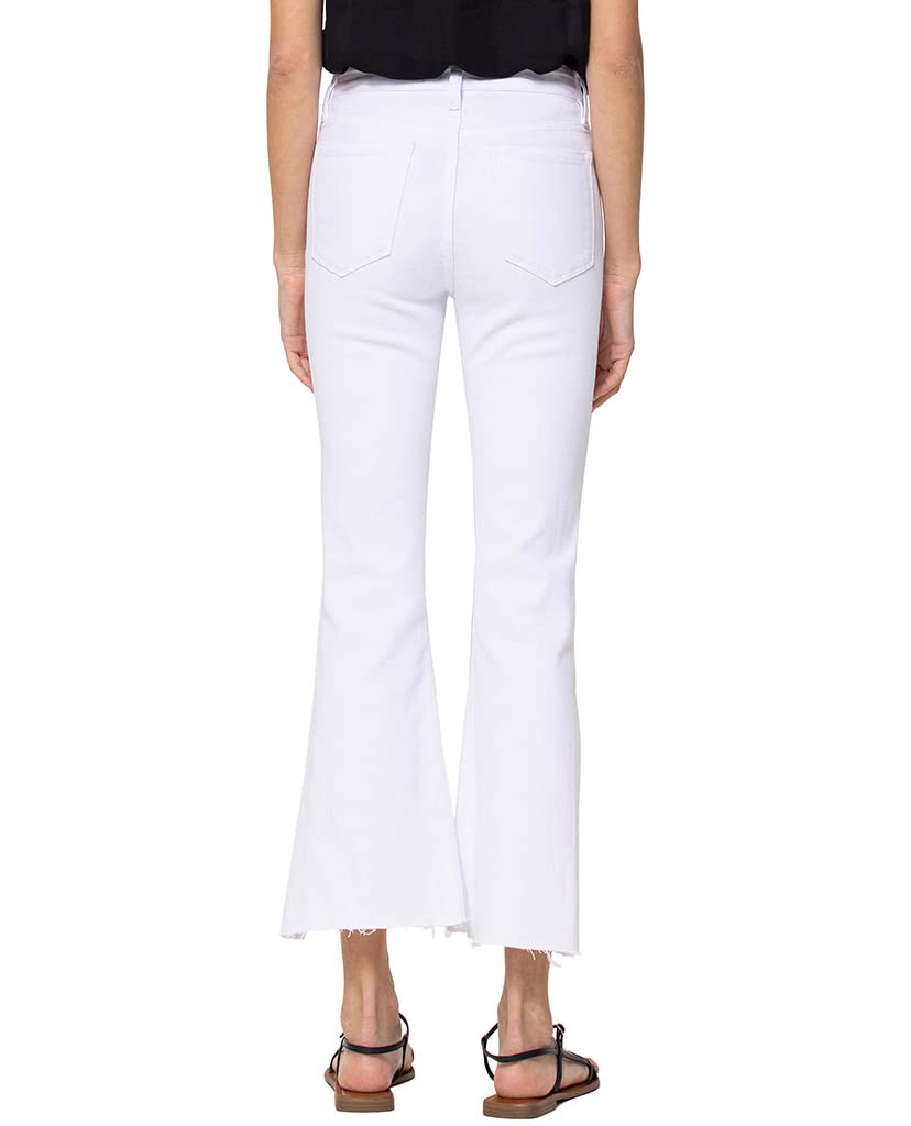 Flying Monkey Distressed Cropped Flare Jeans for Women - Vintage White High Waisted Denim Pants | Perfect for Casual Outfits, Street Style & Boho Fashion