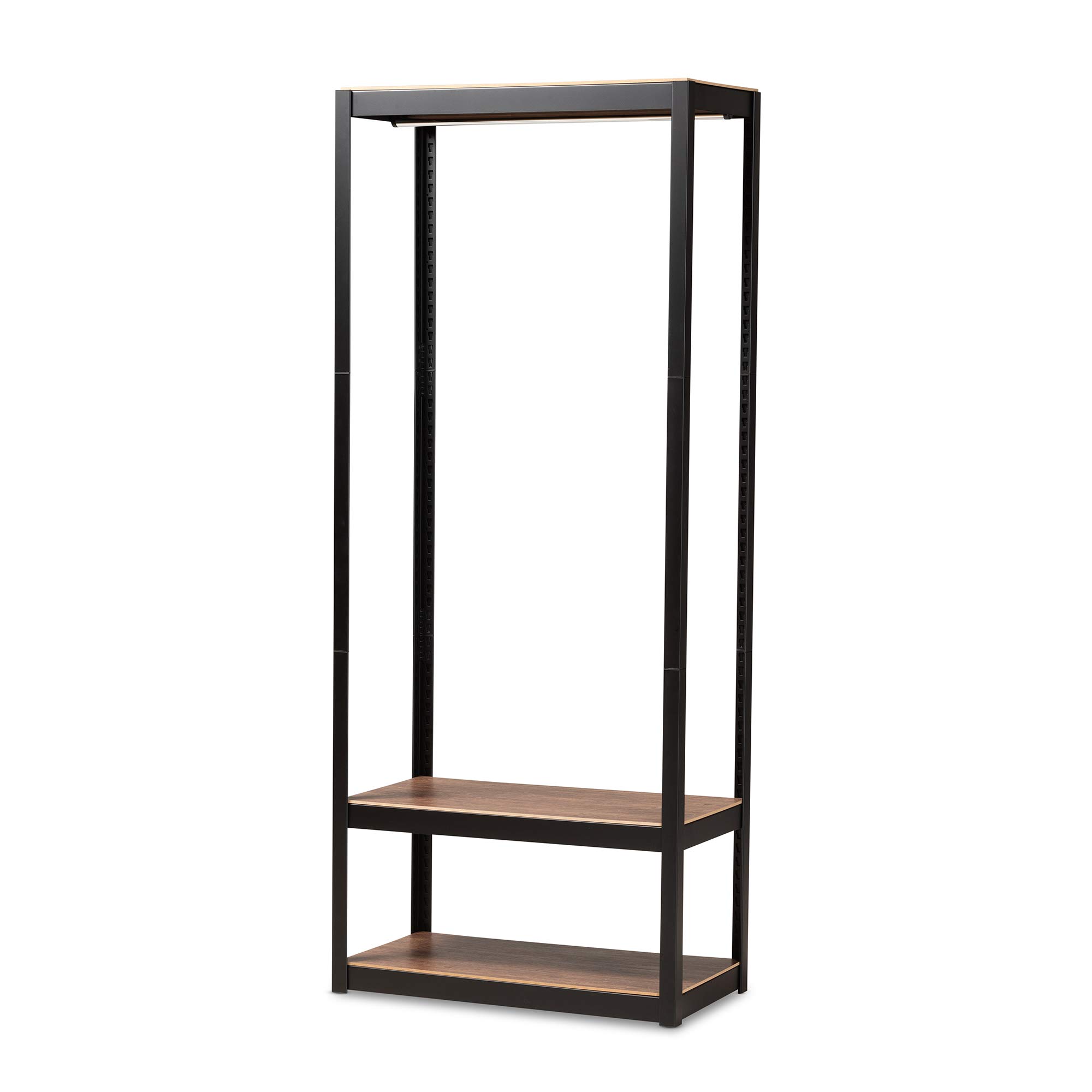 Baxton Studio Closet Storage Organizer - 3-Tier Shelving Unit for Bedroom & Closet Organization, Black/Brown - Perfect for Storing Shoes, Clothes & Accessories