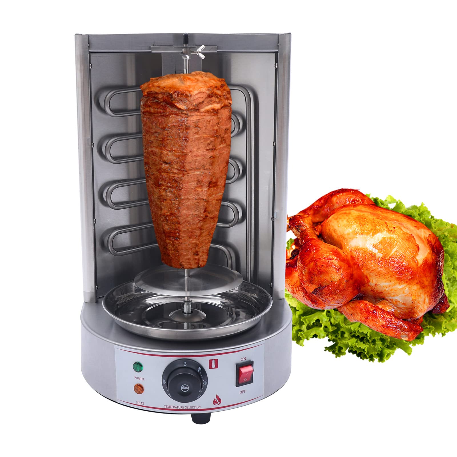 DNYSYSJ Commercial Vertical Shawarma Rotisserie Grill Machine - 3000W Electric Kebab Doner Broiler for Chicken & Beef - Stainless Steel Propane Gas Grill for Restaurants & Home Use (110V) - Perfect for Mediterranean, Middle Eastern Cuisine & Food Trucks