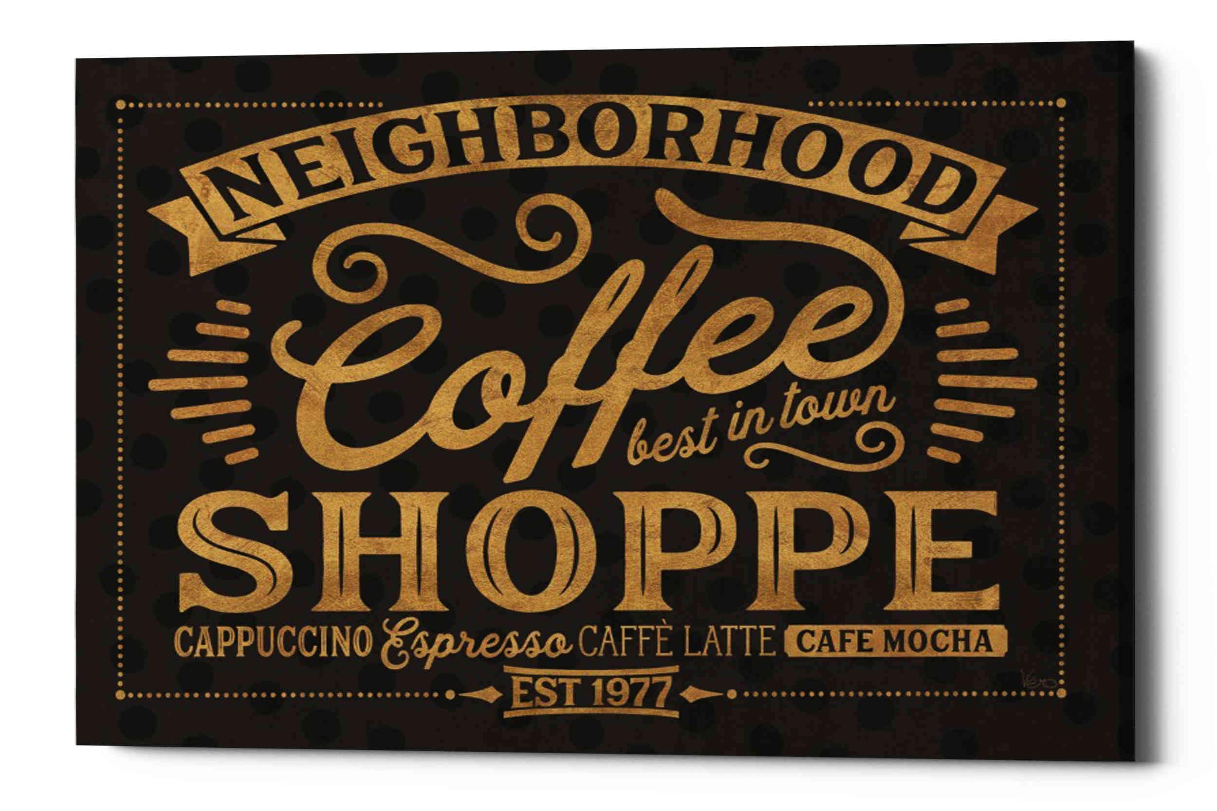 Veronique Charron 'Coffee and Friends IV' Canvas Wall Art Print - 34x26 Inches Modern Home Decor for Living Room, Bedroom & Office