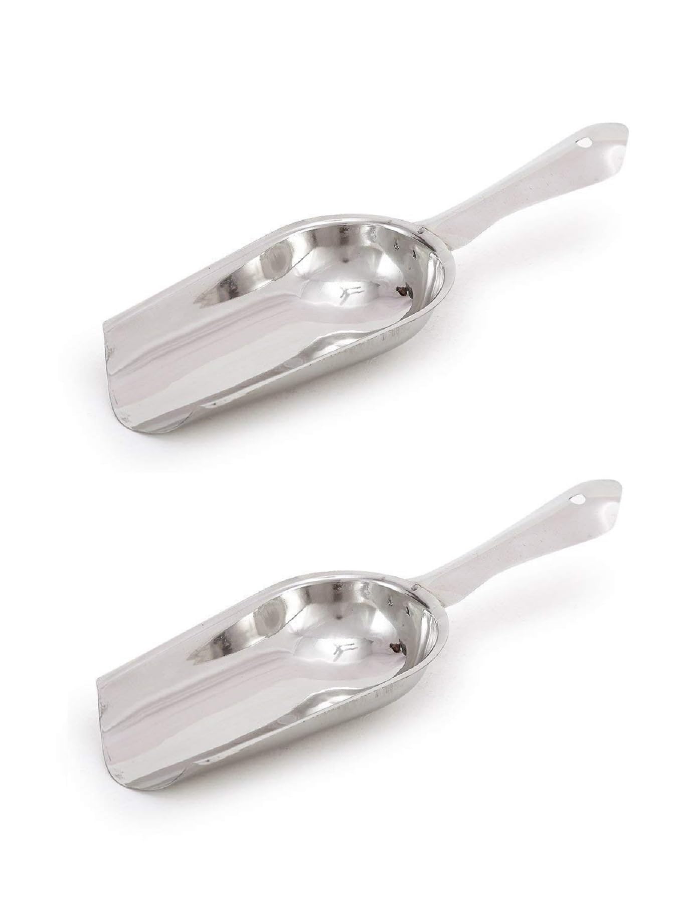 Premium Stainless Steel Ice Scoop - Set of 2, Small Ice Scooper for Ice Maker, Ice Bucket, Freezer & Kitchen Use | Perfect for Parties, Weddings, Bars | Multipurpose Scoop for Popcorn, Flour & Pet Food | Durable & Hygienic Design for Home & Commercial Use