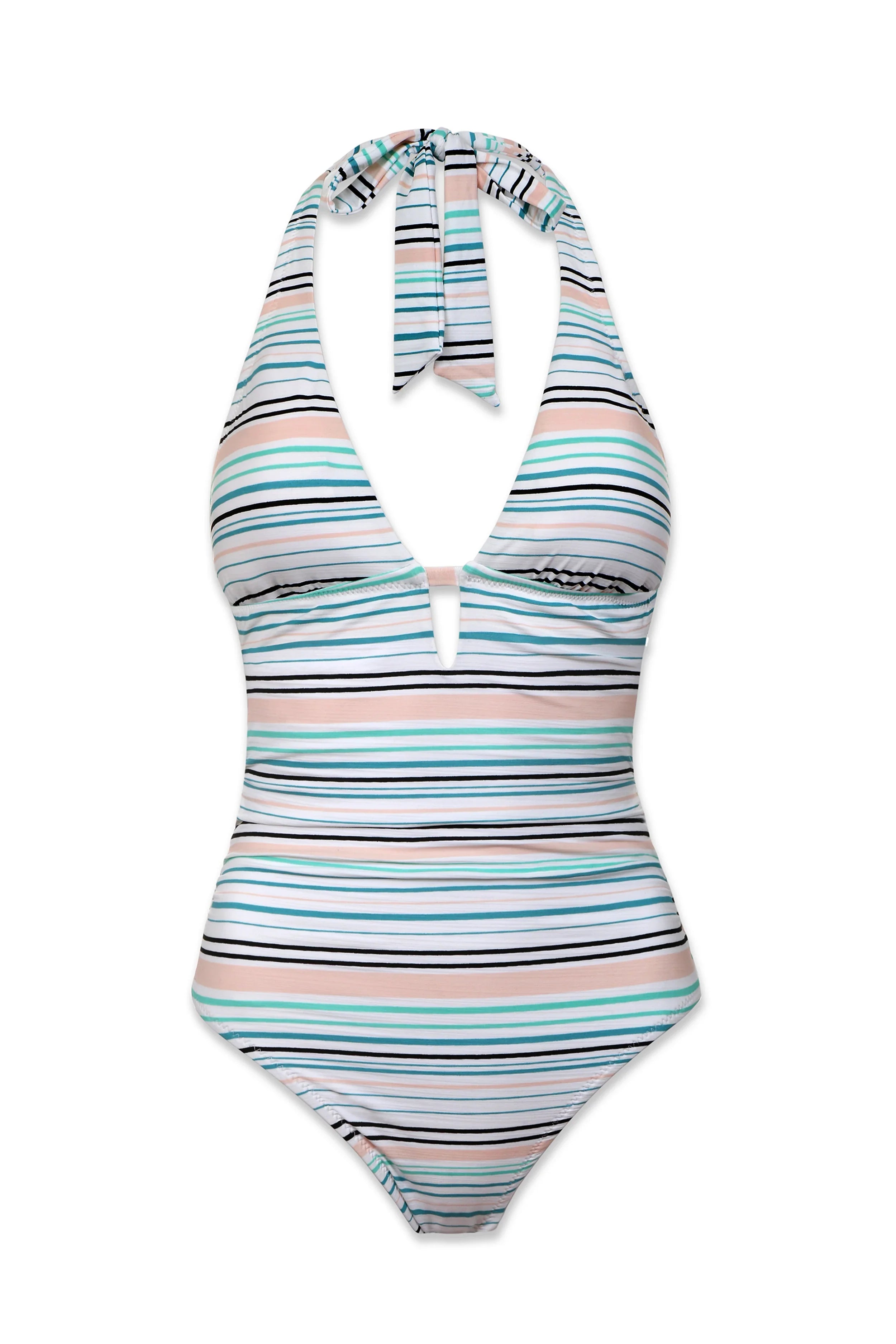 Kara Key Hole One Piece Swimsuit | Textured Coastal Stripe Bikini for Women - Perfect for Beach Vacations & Pool Parties