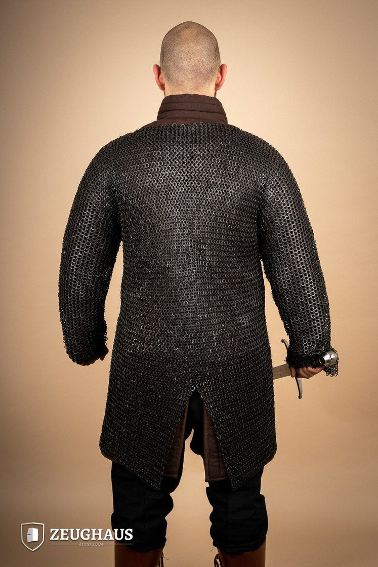 Chainmail Hauberk Flat Ring Riveted 9mm Burnished - Medieval Armor for LARP, Cosplay & Historical Reenactment