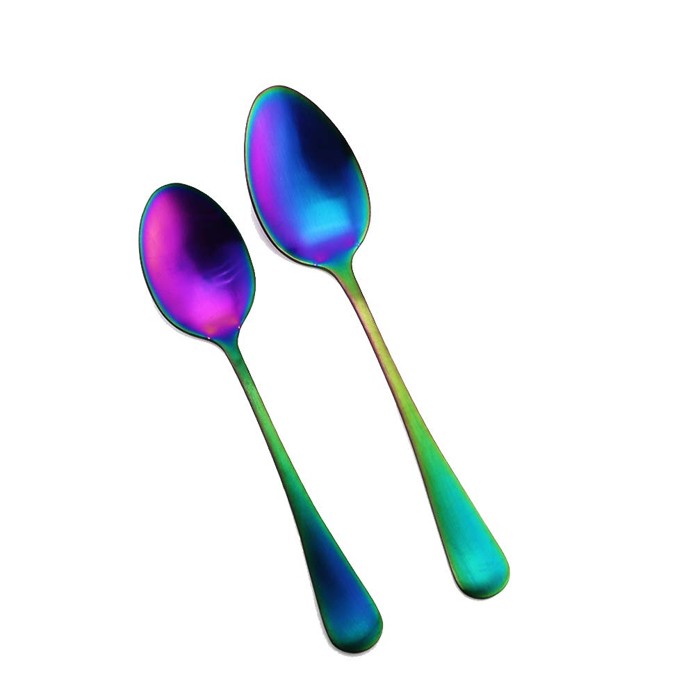 Gugrida 20-Piece Matte Rainbow Silverware Set - 18/10 Stainless Steel Flatware Cutlery with Steak Knife, Fork & Spoon - Durable Matte Metal Utensils for Dining, Kitchen & Party Use
