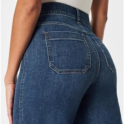 Asilion High Waist Tummy Control Cropped Wide Leg Pants - Women's Comfortable Twill Jeans for Work, Casual & Travel