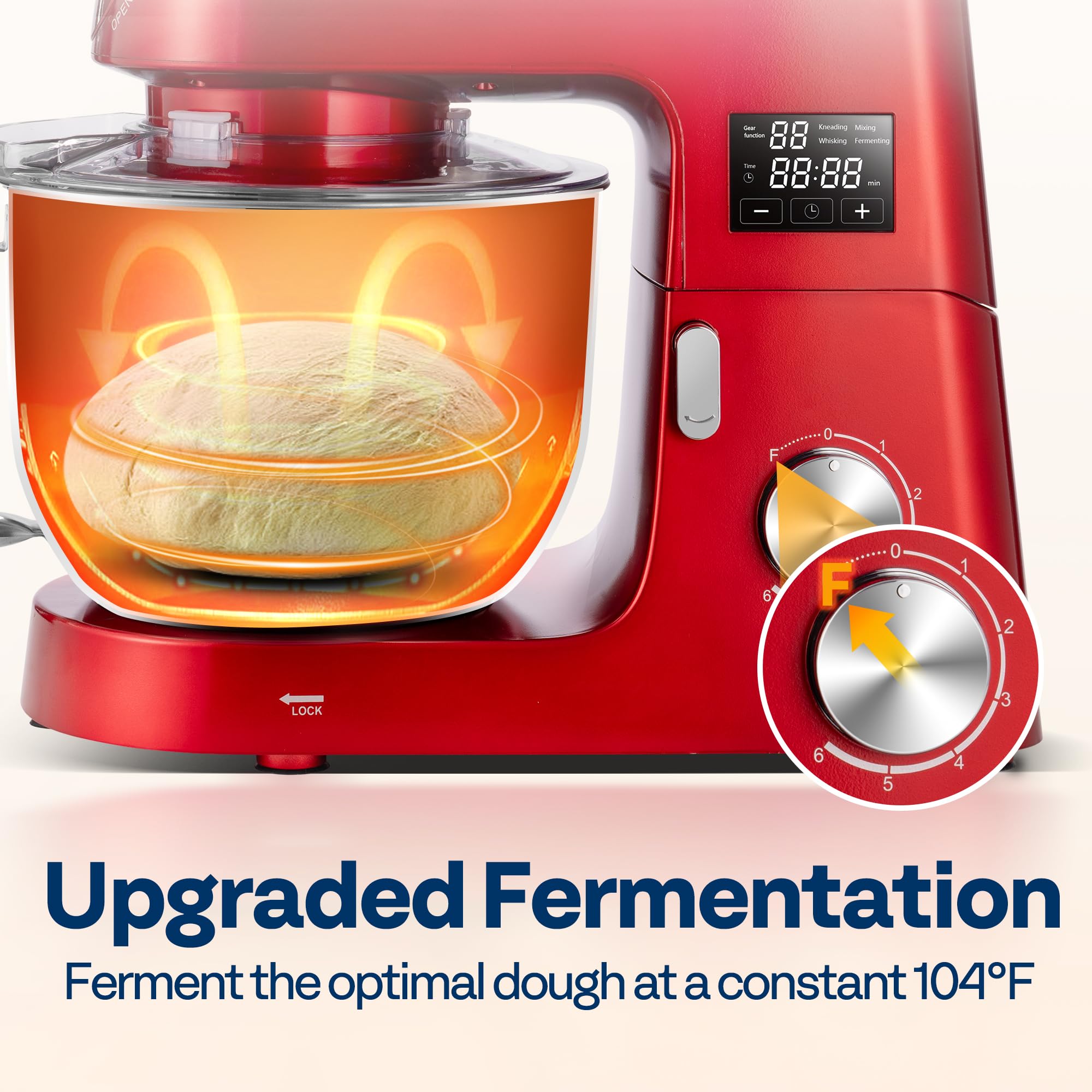 VIVOHOME 9-in-1 Electric Stand Mixer with Fermentation Function, 6-Speed 7.5-Quart Kitchen Mixer - Includes Meat Grinder, Juice Blender, Vegetable Slicer, Pasta & Cookie Maker (Red) - Perfect for Baking, Cooking, Meal Prep & Large Family Gatherings