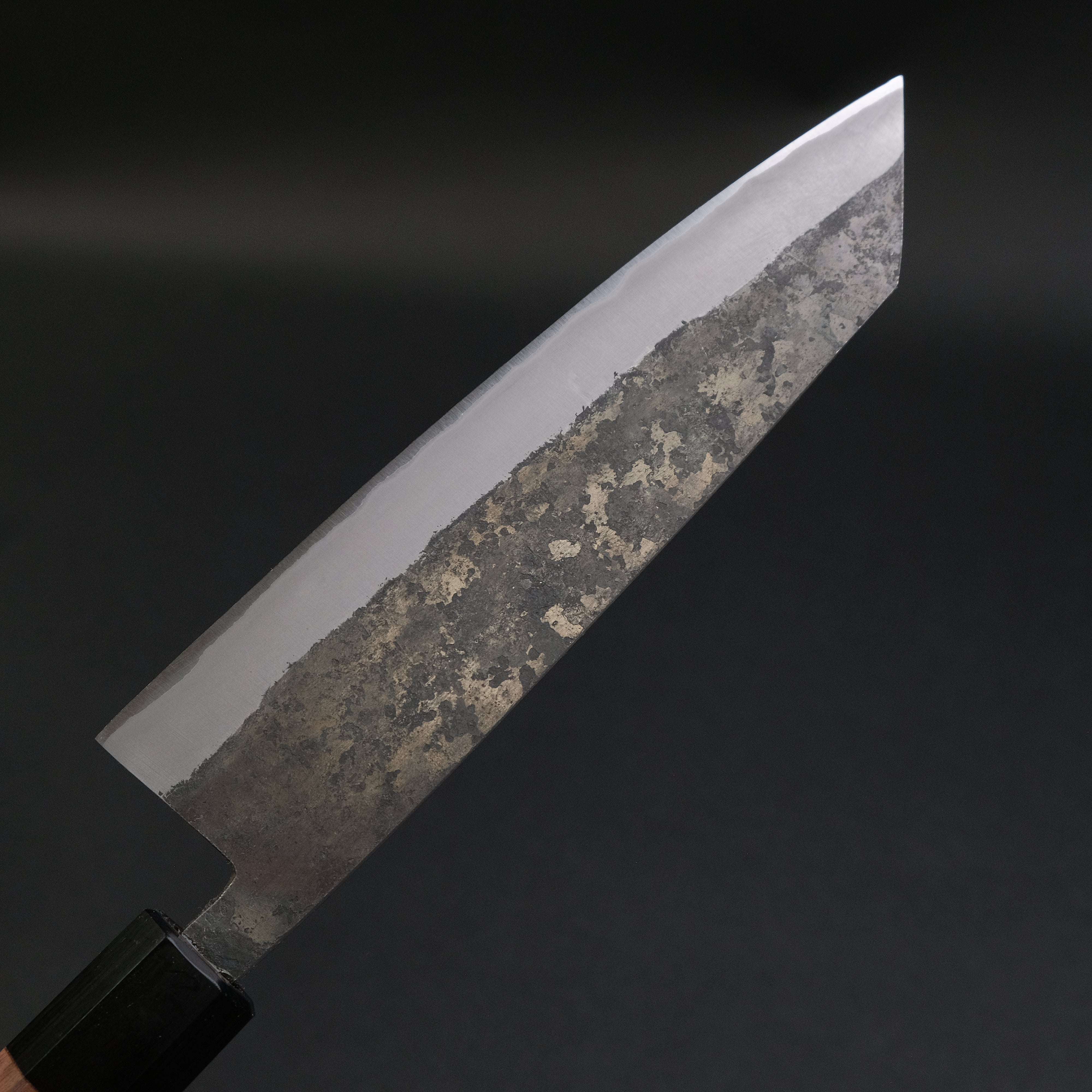 Hitohira Harima Forged Blue #2 Stainless Clad Kurouchi Bunka Knife 180mm with Walnut Handle - Japanese Kitchen Knife for Slicing, Dicing & Precision Cooking
