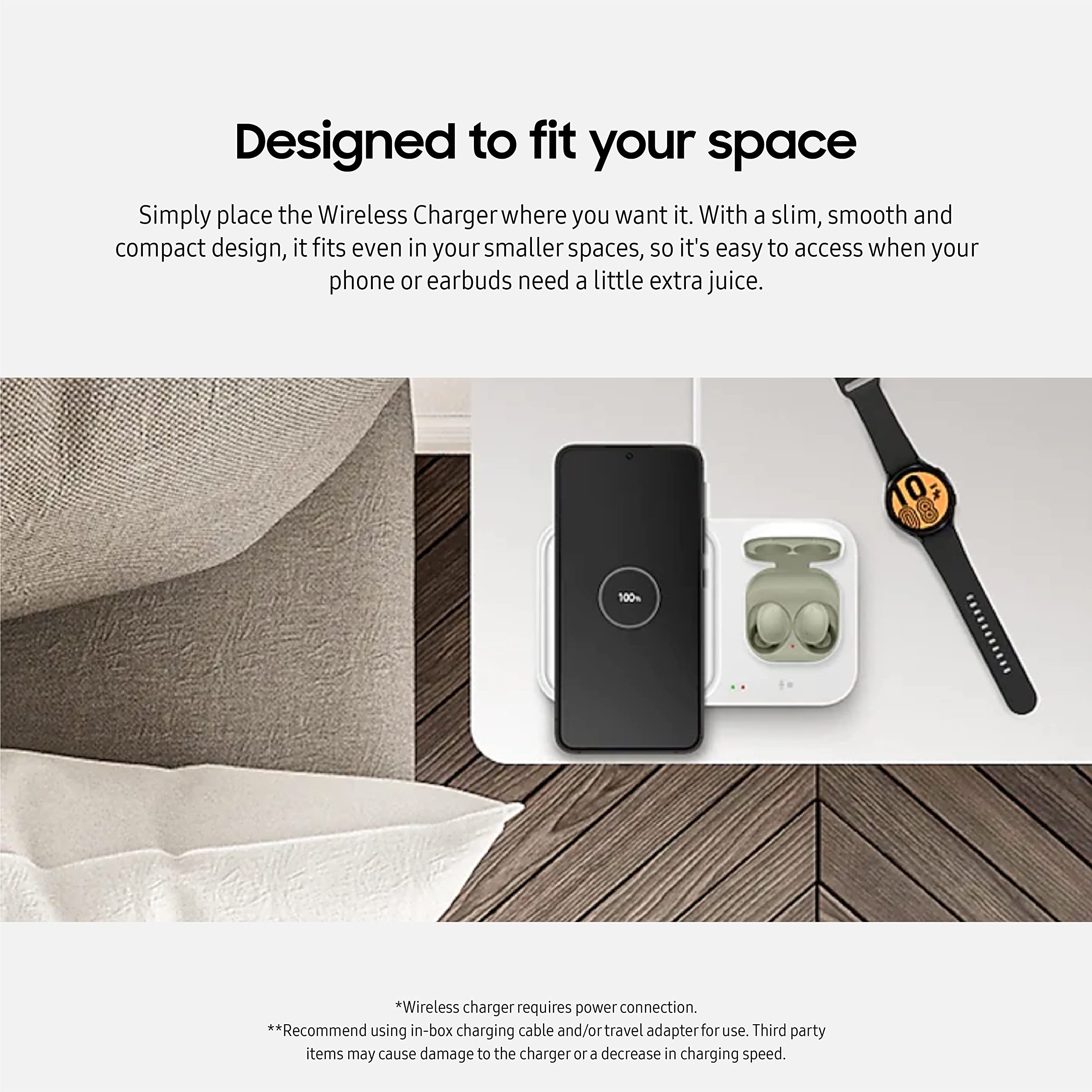 Samsung 15W Wireless Charger Duo with USB-C Cable - Fast Charging Pad for Galaxy Phones & Devices | Charge 2 Devices Simultaneously | 2022 US Version in Black | Perfect for Home, Office & Travel Use