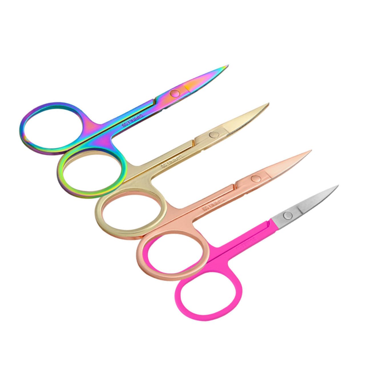 4-Piece Nose Hair Trimmer Set - Stainless Steel Scissors, Tweezer, Comb & Small Beauty Scissors for Eyebrows & Makeup - Perfect for Grooming, Travel & Personal Care