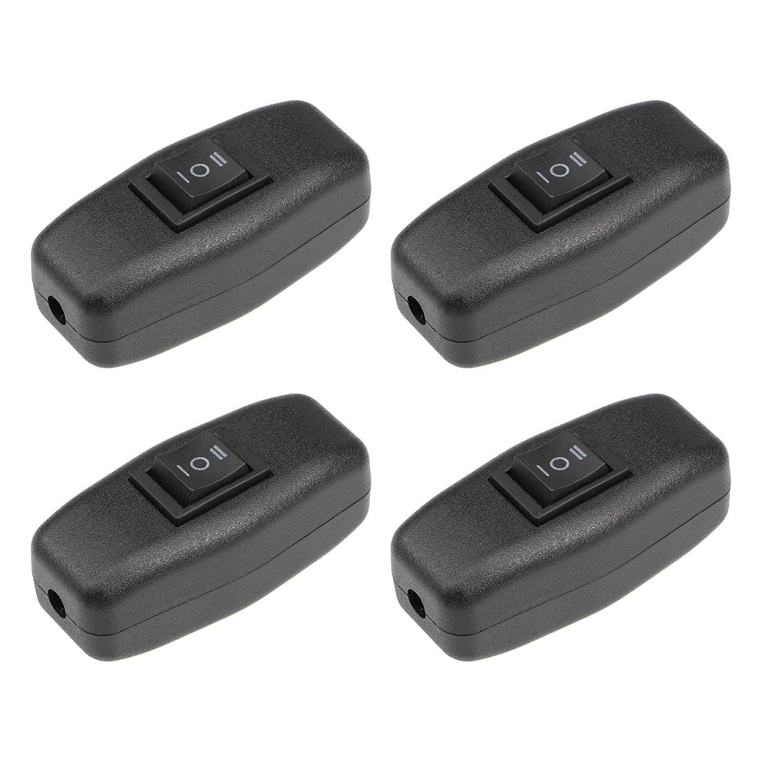 uxcell DPDT Rocker Switch AC 250V 3A On-Off-On Inline Cord Control - Black (4 Pack) | Perfect for Table Lamps, Bedroom Lights & Desk Lighting Fixtures