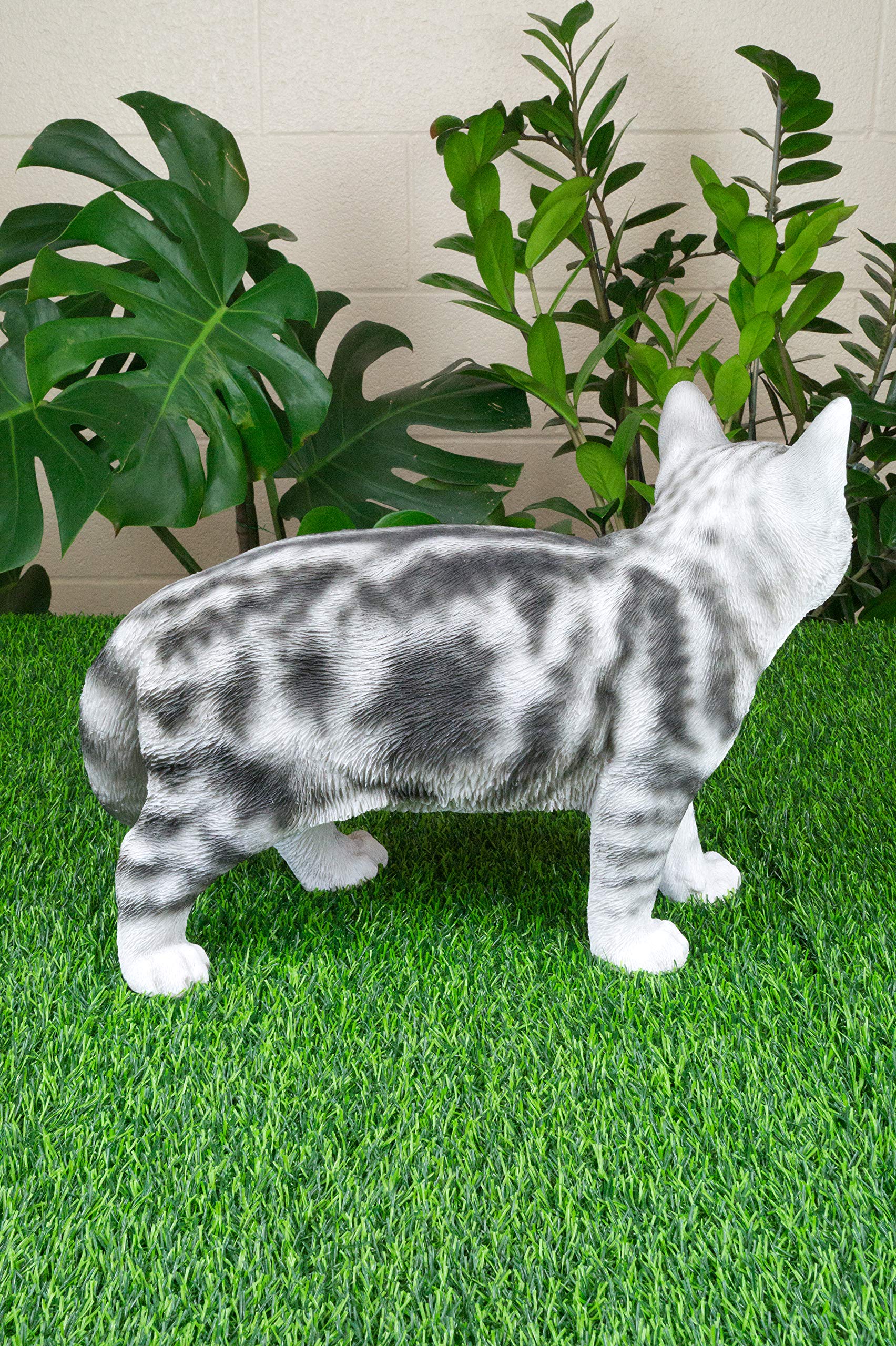 Grey Spotted Cat Figurine Statue - Handcrafted Ceramic Home Decor | Perfect for Kitchen Countertops, Bookshelves & Gift Giving