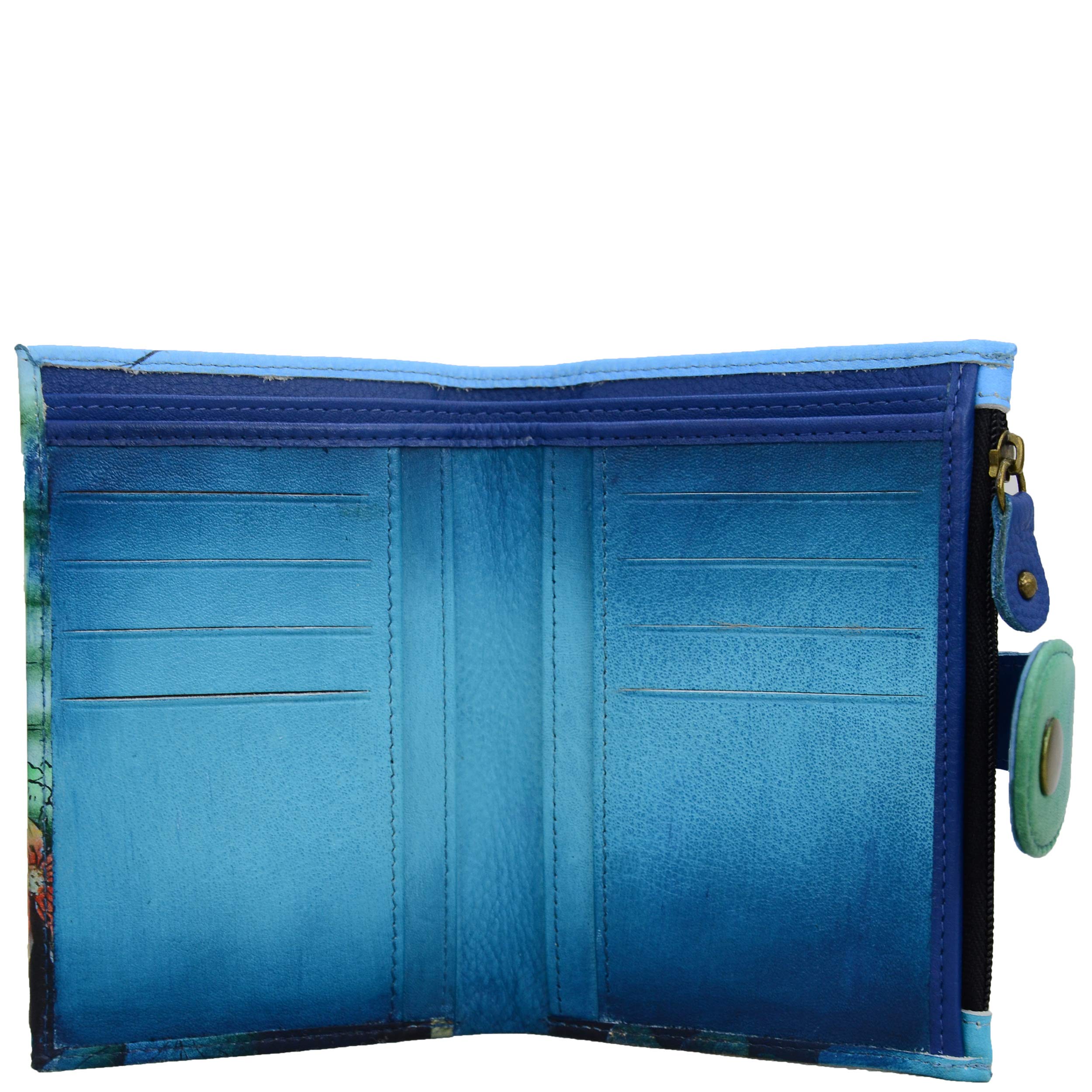 Anuschka Hand Painted Genuine Leather Women's Wallet - Anna Collection - Stylish RFID Blocking Bifold Wallet for Everyday Use, Travel & Gift Giving