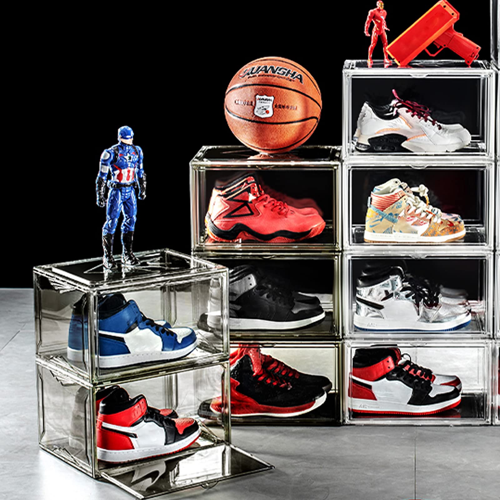 9-Pack Clear Stackable Shoe Storage Boxes with Magnetic Side Opening – Transparent Plastic Sneaker Organizer for Closet, Bedroom & Display – Perfect for Sneaker Collection & Shoe Organization