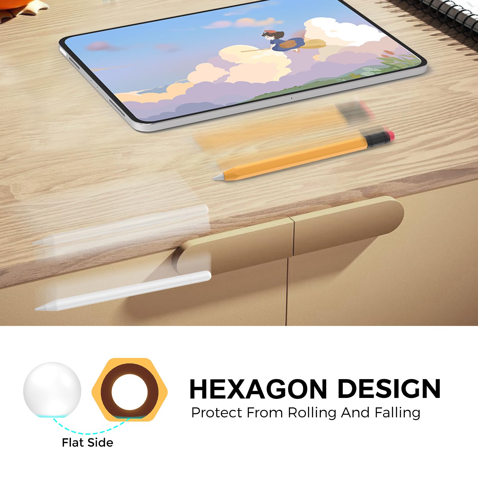 AhaStyle Classic Silicone Sleeve Cover for Apple Pencil USB-C - Protective Skin Holder with Grip Accessories (Yellow) | Compatible with Apple Pencil USB-C | Perfect for Drawing, Note-Taking & iPad Stylus Protection