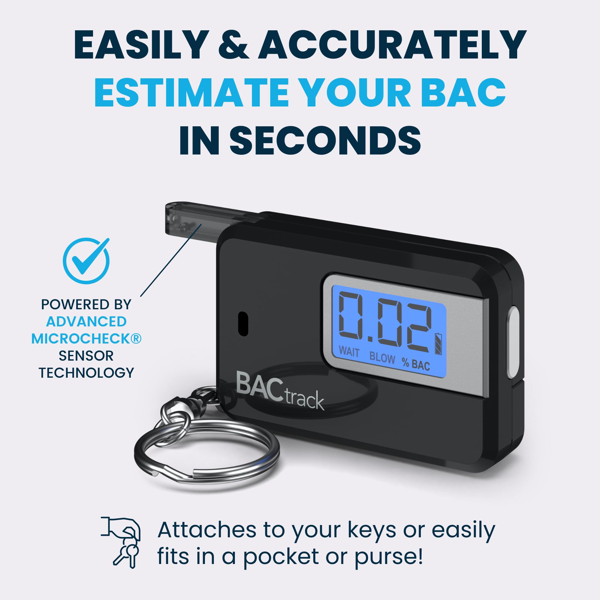 BACtrack Go Keychain Breathalyzer (Black) - Ultra-Portable Personal Alcohol Tester with Keyring | Perfect for Night Out, Driving Safety & Workplace Sobriety Checks