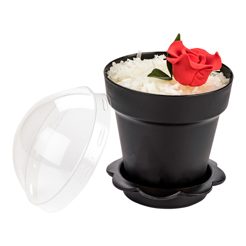 6 oz Black Plastic Mini Flower Pot Cup with Lid - 3x3x3 Inches - Pack of 100 - Perfect for Seedlings, Succulents, and DIY Crafts