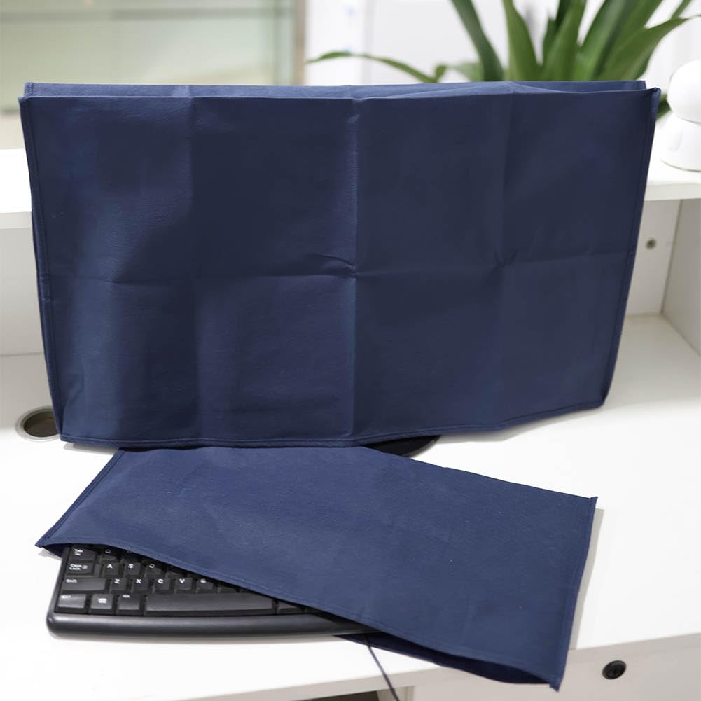 3Pcs Computer Dust Cover Set - Monitor, Keyboard & PC Tower Protector (27 Inch, Blue) | Waterproof & Anti-Dust Desktop Covers for Home & Office Use | Perfect for Daily Protection & Workspace Organization