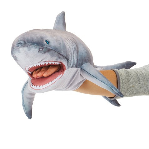 Folkmanis Great White Shark Hand Puppet - Realistic Shark Toy for Kids, Storytelling & Educational Play - Perfect for Classroom, Birthday Gifts & Imaginative Play