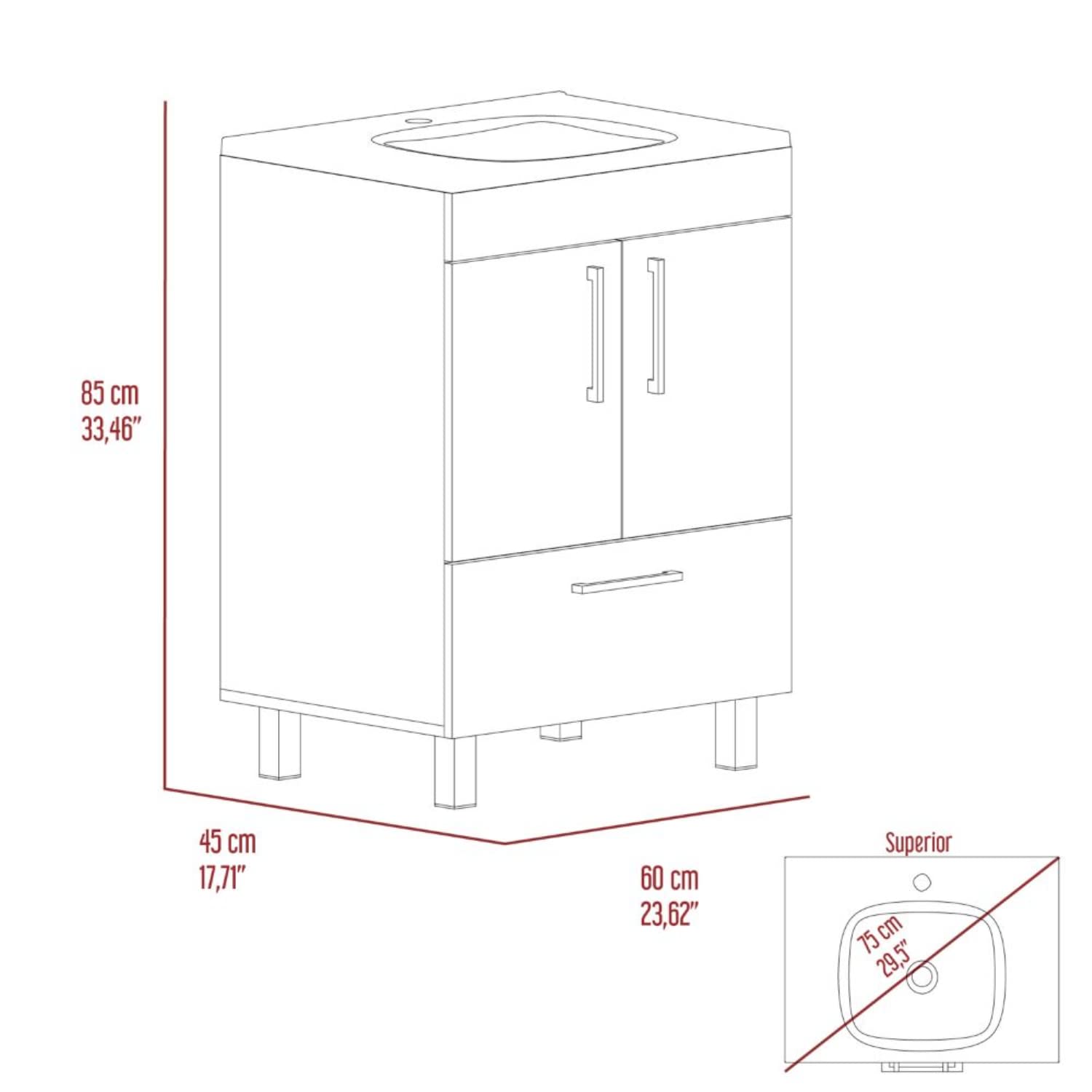 Modern White Single Bathroom Vanity with 1 Drawer & Double Door Cabinet - Perfect for Small Bathrooms, Powder Rooms & Apartment Remodels