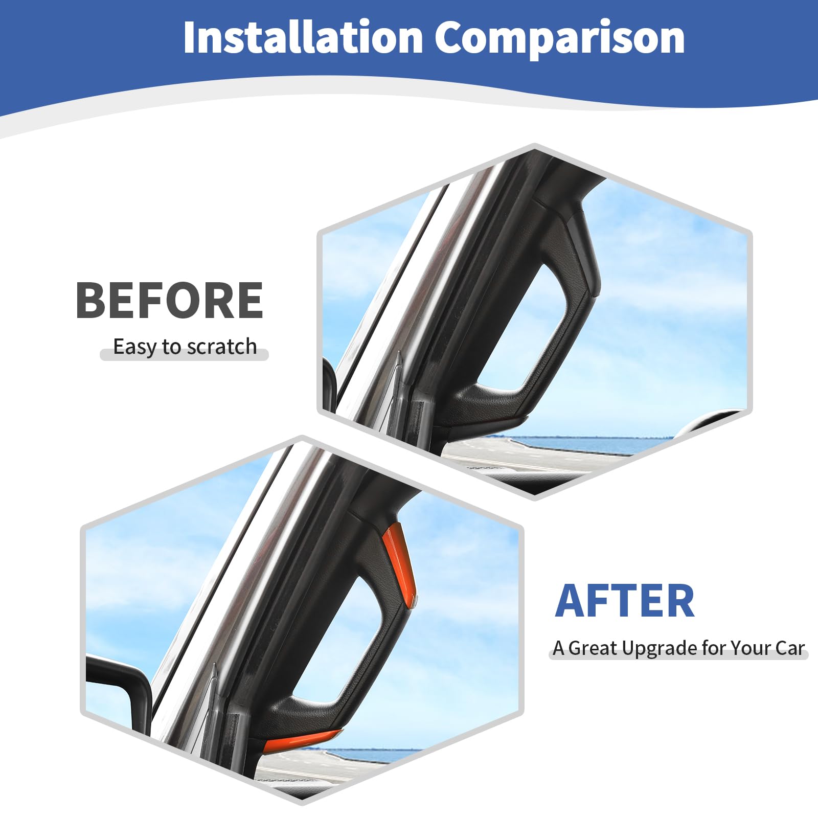 RT-TCZ Orange A/B Pillar Grab Handle Covers for Jeep Wrangler JL/JLU & Gladiator JT (2018-2023) - Interior Accessories for Off-Road & Daily Driving