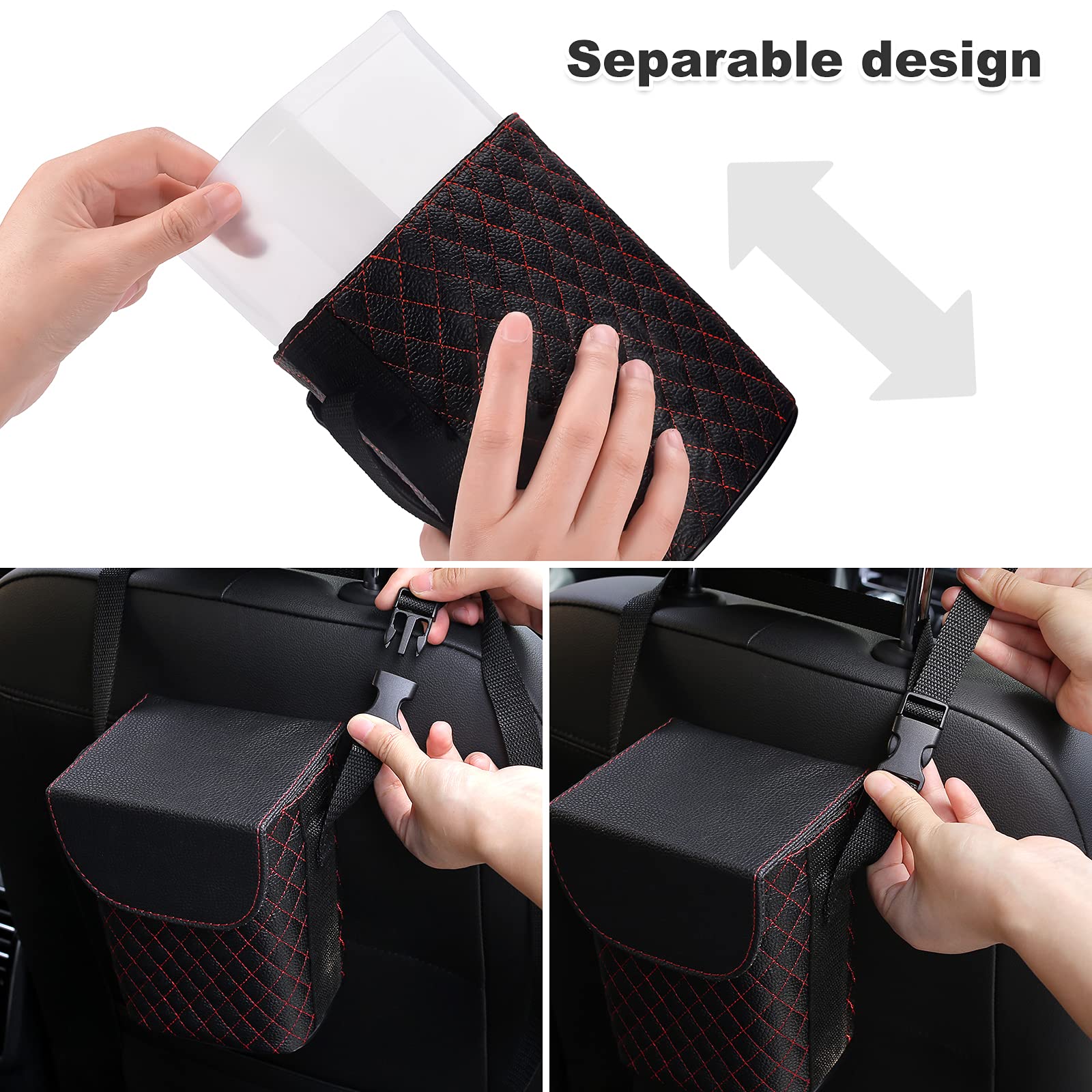 Leak-Proof Car Trash Can with Removable Inner Bin & 5-Pack Cleaning Gel - Dustbin with Lid for 2021-2022 Ford Bronco - Perfect for Road Trips, Commuting, and Keeping Your Vehicle Clean
