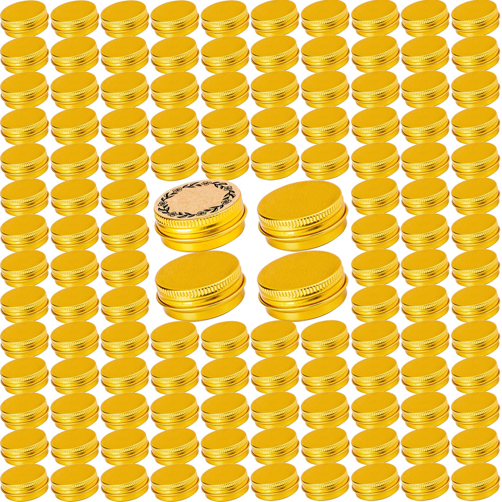 Bulk Screw Top Aluminum Tin Jars with Lids - 0.5oz Gold (Pack of 270) - Ideal for DIY Crafts, Wedding Favors, Party Supplies & Small Item Storage