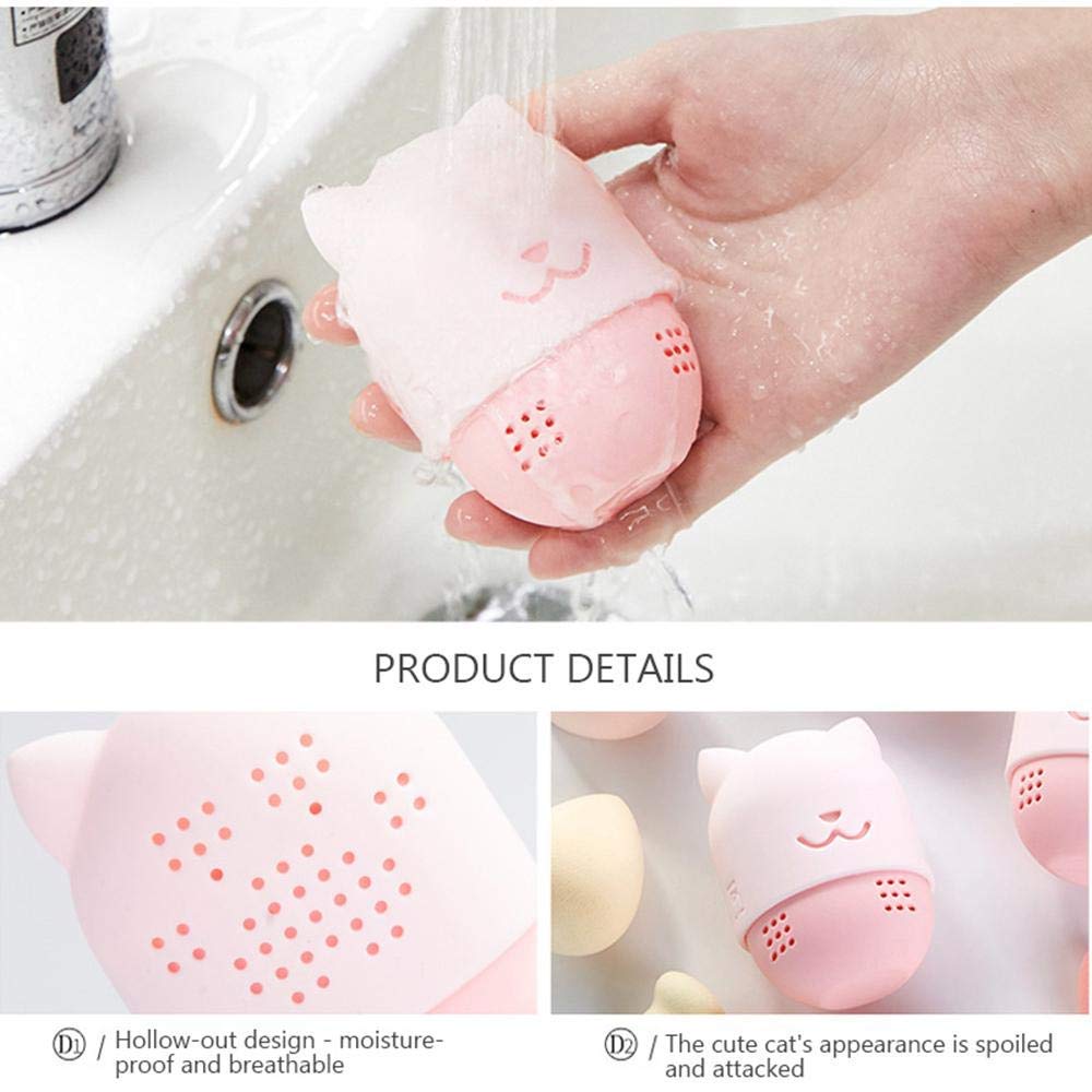 1Pc Cute Cat Silicone Makeup Sponge Holder - Travel Beauty Blender Case for Storage & Organization (Pink) | Perfect for Travel, Home & On-the-Go Makeup Application