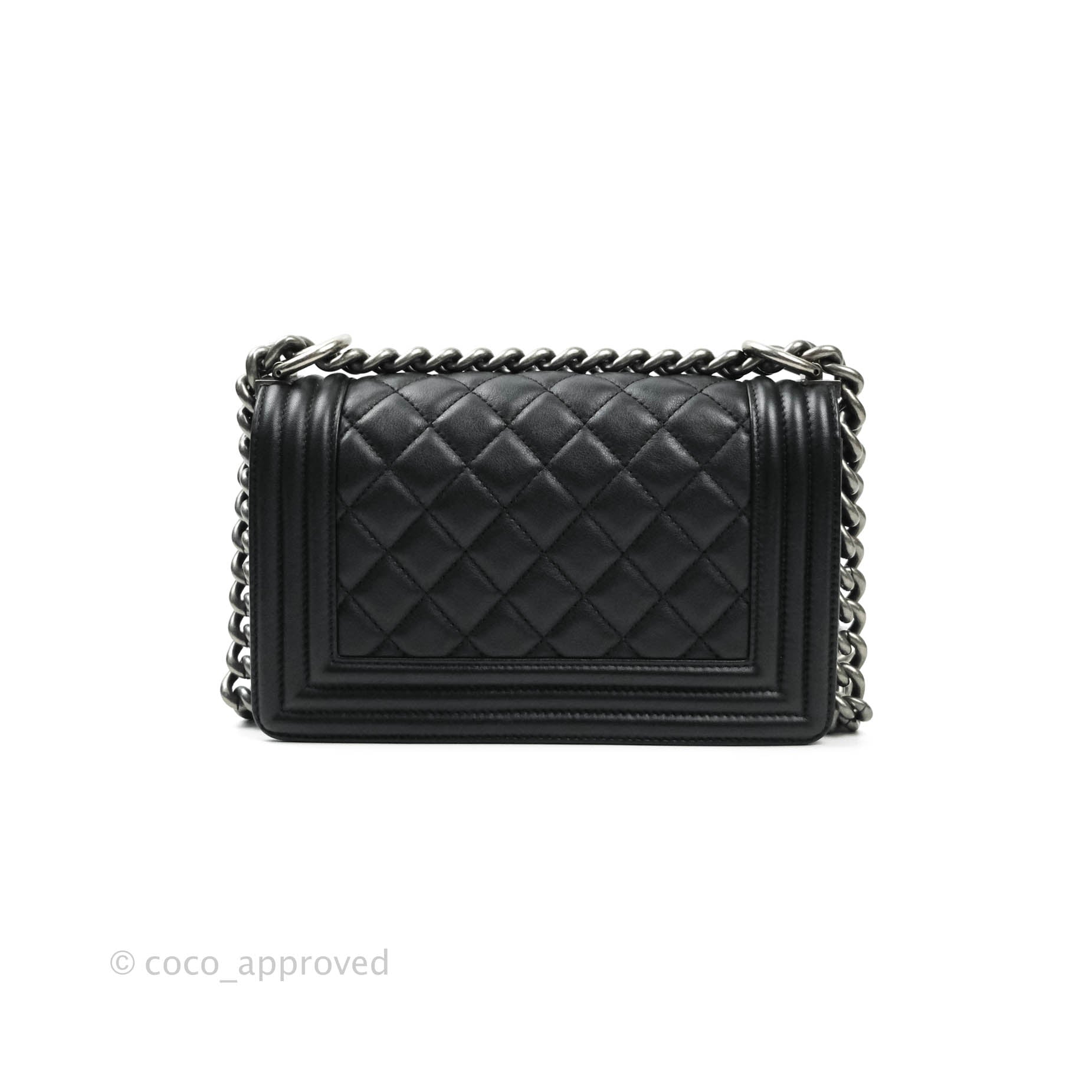 Chanel Boy Small Handbag Black Calfskin Leather Ruthenium Hardware - Luxury Crossbody Bag for Women, Perfect for Evening Parties & Date Nights