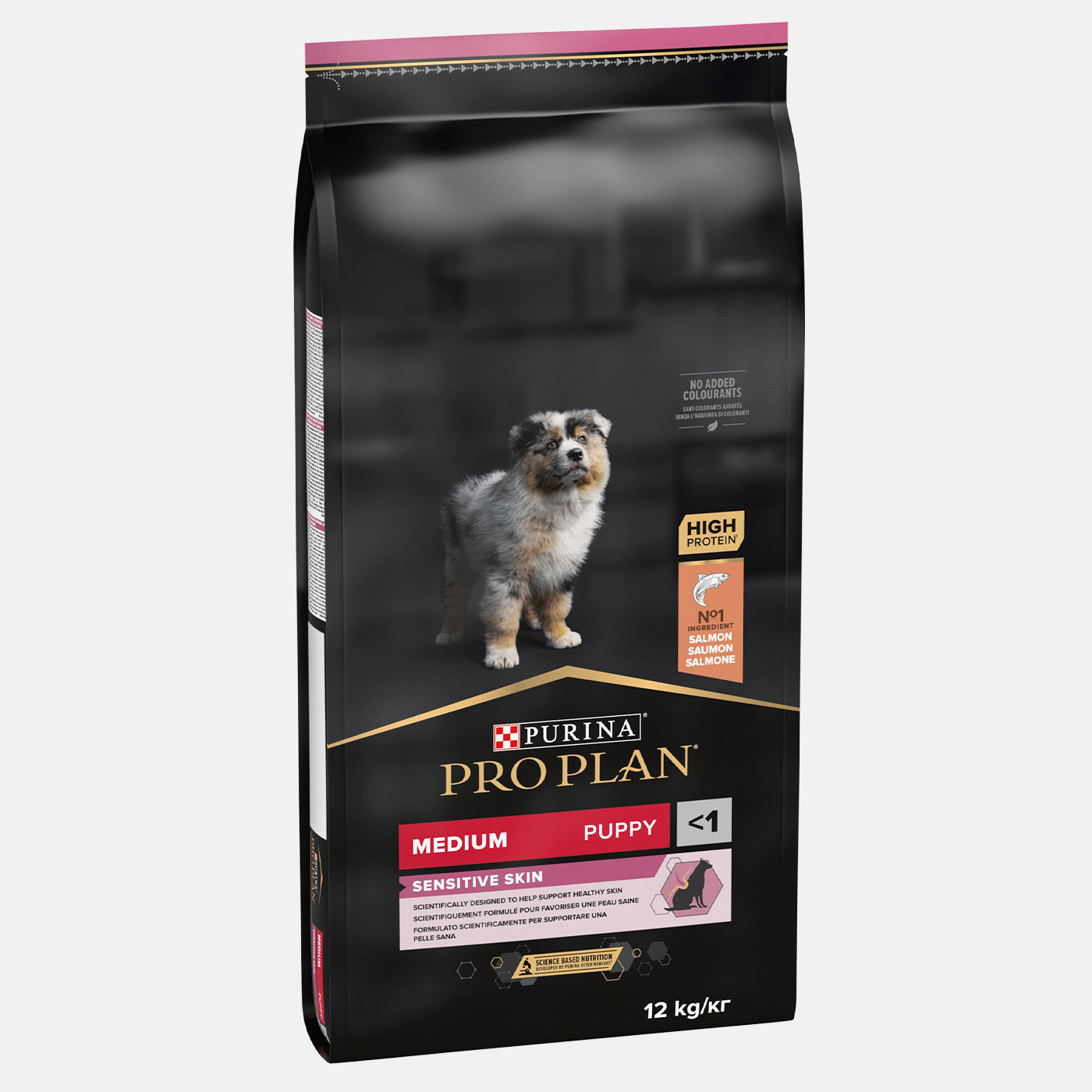 Purina Pro Plan Medium Puppy Sensitive Skin Salmon Dry Dog Food - 12kg Bag for Digestive Health & Skin Care | Ideal for Puppies with Allergies & Sensitive Skin