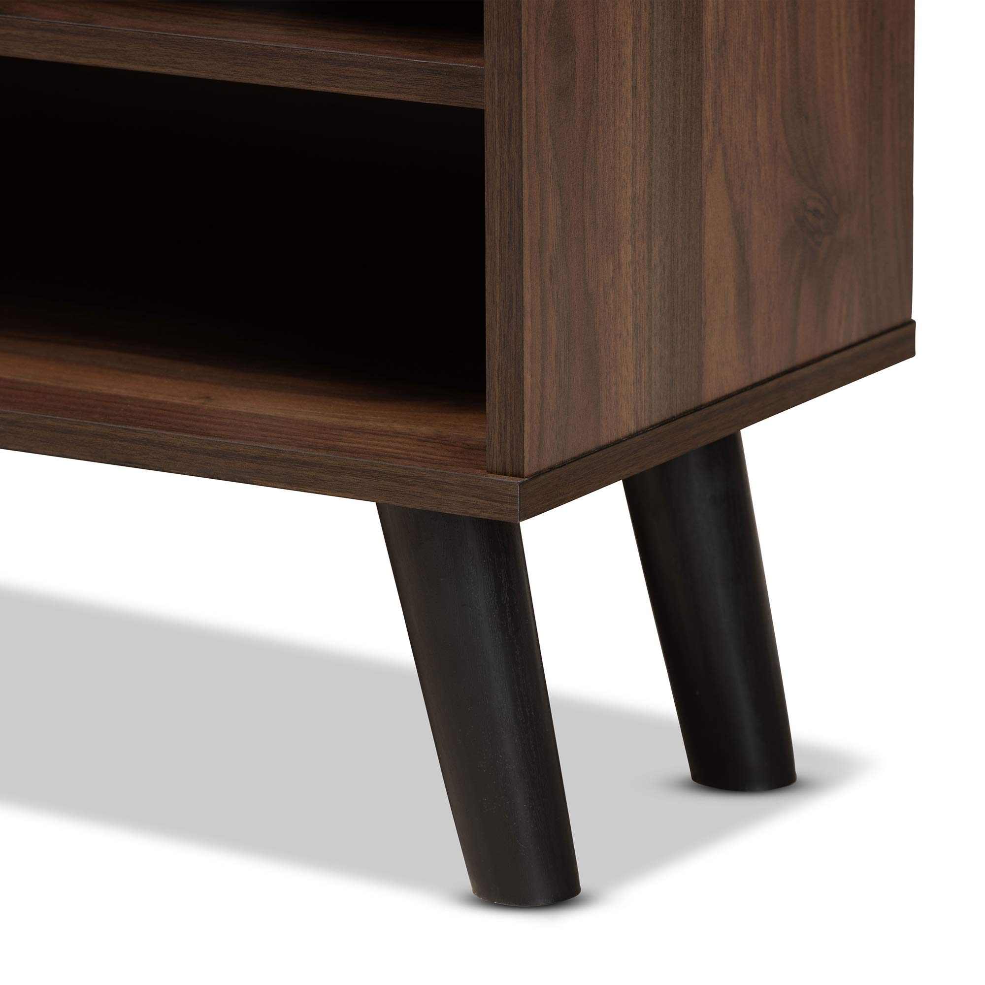Baxton Studio Mallory TV Stand for Living Room - Modern Grey, Walnut Brown & Black Entertainment Center with Storage | Perfect for TVs up to 65