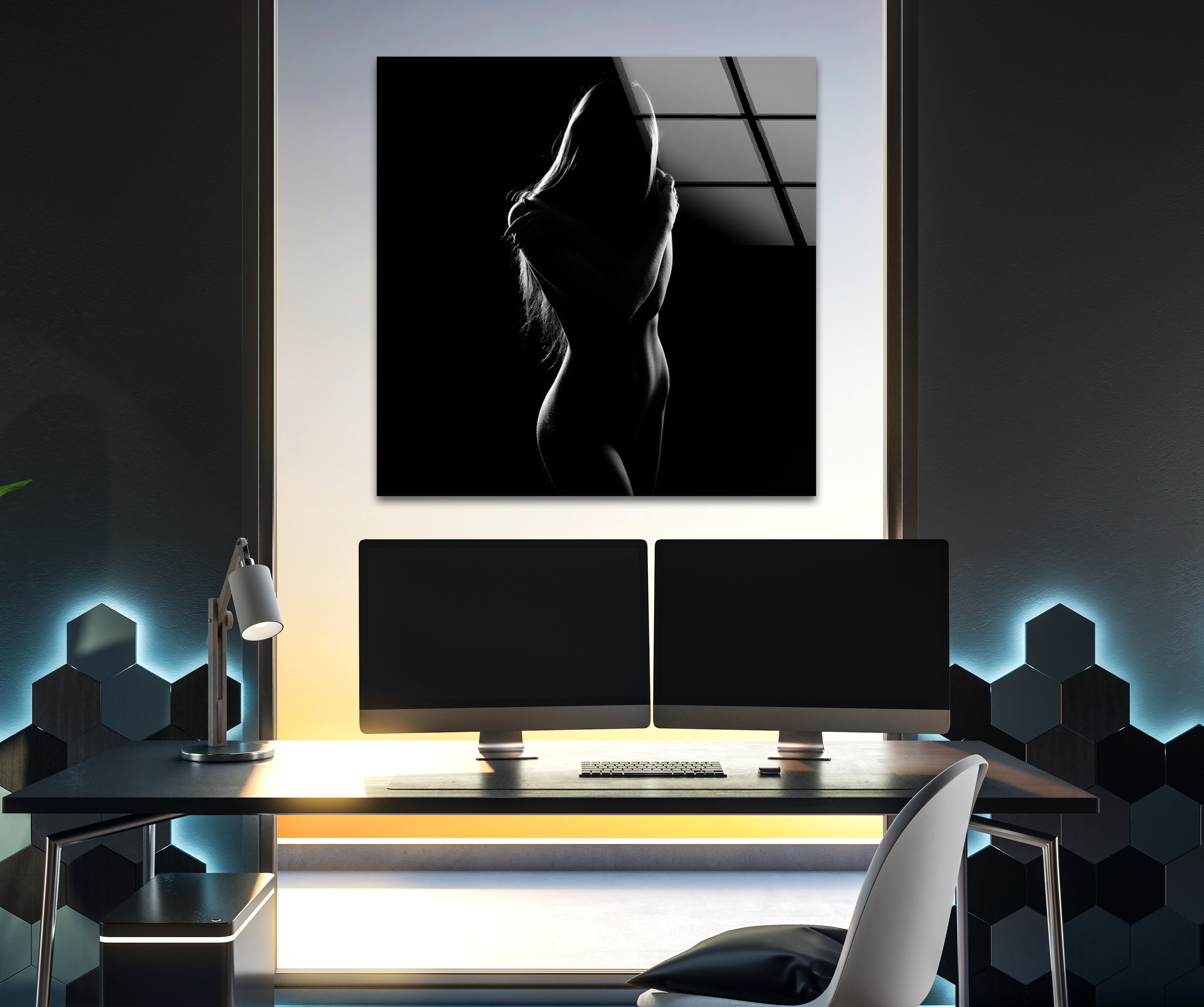 Elegant Black and White Erotic Glass Wall Art for Women - Sensual Home Decor for Bedroom, Living Room & Boudoir