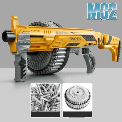 Fire Bull M32 Pyro Dart Blaster - High-Powered Foam Dart Gun Toy for Outdoor Nerf Battles, Backyard Games & Team Competitions