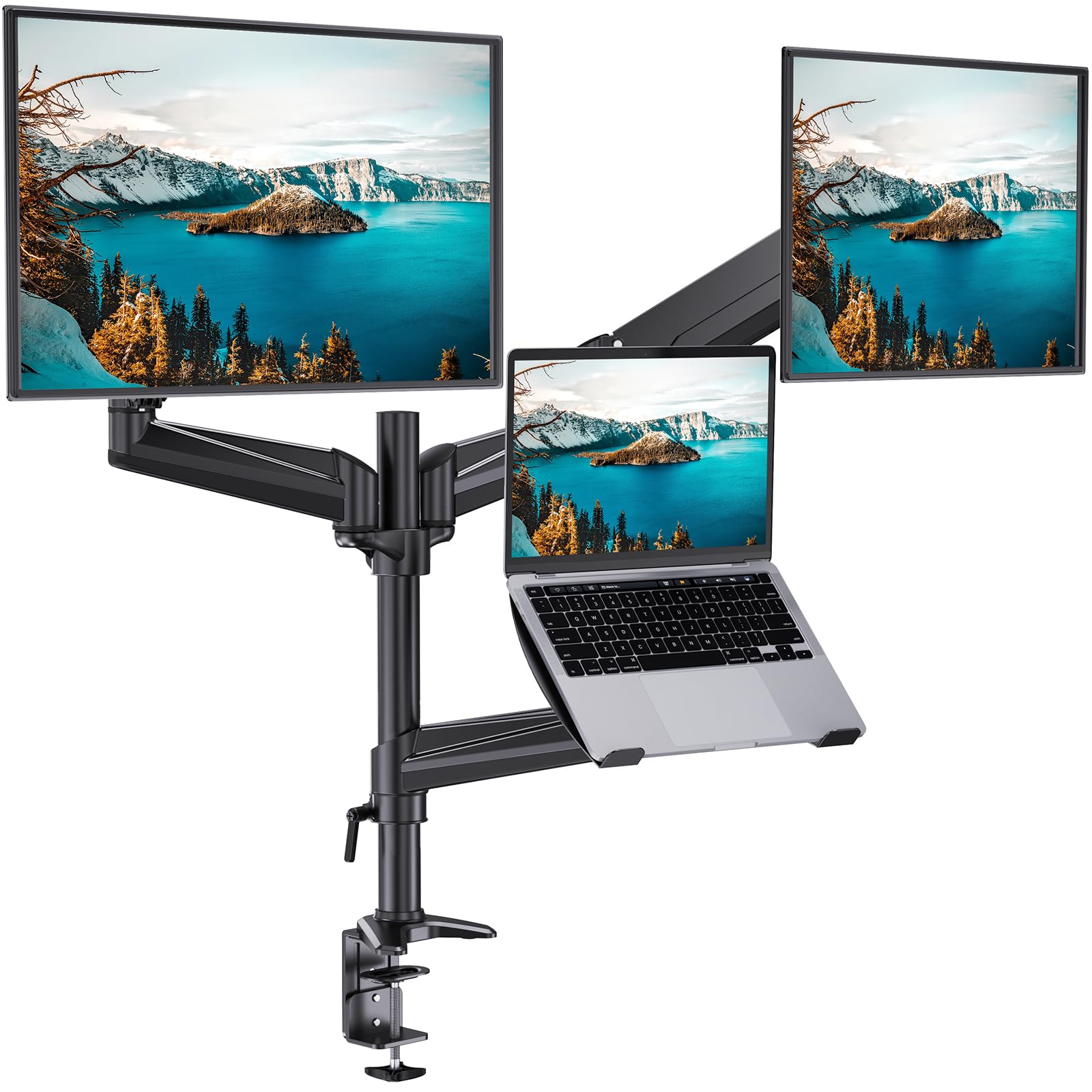 HUANUO Dual Monitor and Laptop Stand - Adjustable Spring Arm Mount for 32
