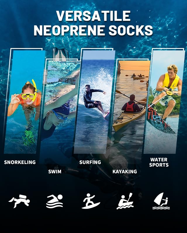 3mm Neoprene Wetsuit Socks - Anti-Slip Thermal Diving Socks for Swimming, Surfing & Water Sports - Keep Feet Warm in Cold Water