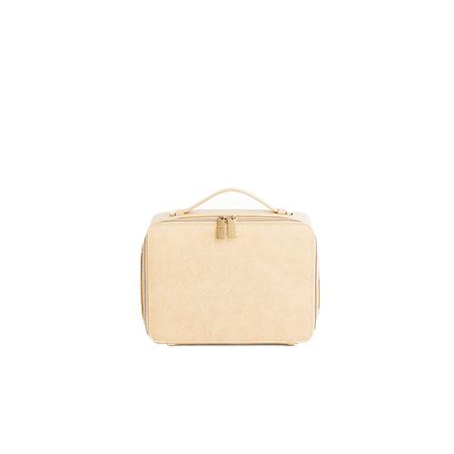 Premium Beige Cosmetic Makeup Travel Case - Waterproof & Spacious Organizer for Makeup Brushes, Lipsticks, and Skincare Essentials | Perfect for Travel, Home, and Salon Use