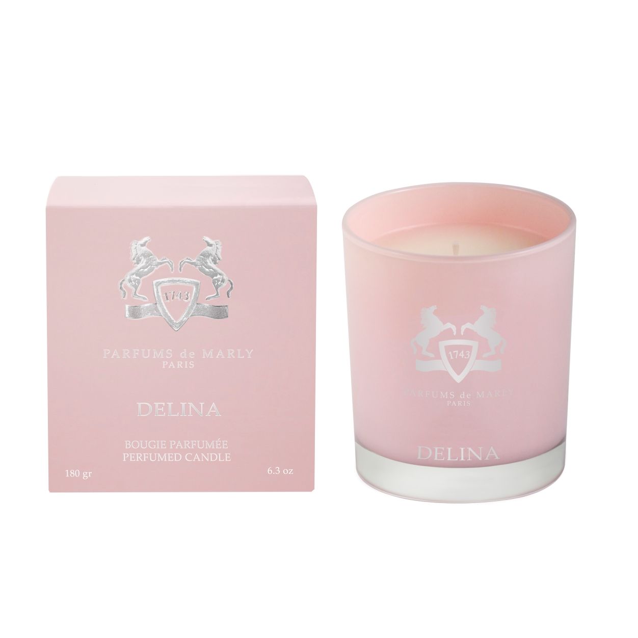 Parfums De Marly Delina Luxury Scented Candle - Floral & Fruity Home Fragrance for Living Room, Bedroom & Bathroom Decor