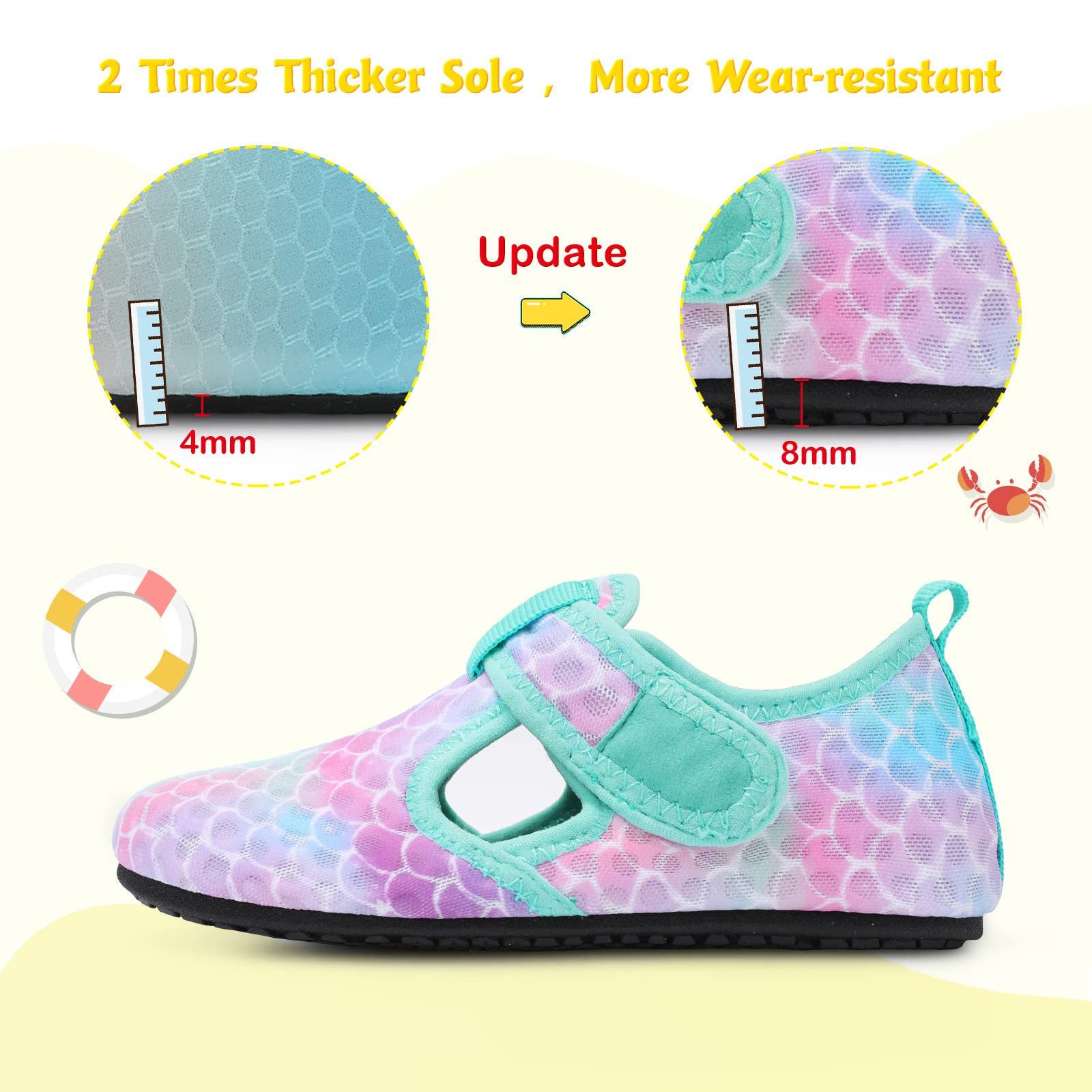 JOINFREE Toddler Water Shoes for Baby Girls & Boys - Non-Slip Swim Beach Shoes, Barefoot Aqua Socks for Kids - Perfect for Pool, Beach, Water Parks & Outdoor Activities
