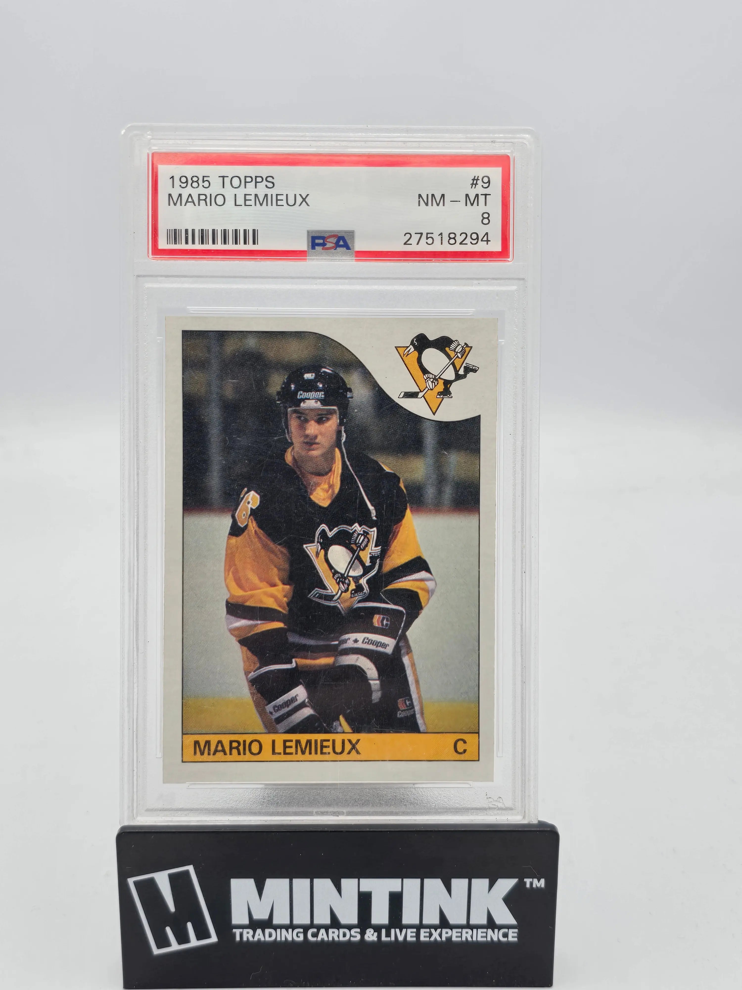 1985 Topps Hockey Mario Lemieux RC Rookie Card PSA 8 #9 - Perfect for Collectors, Sports Memorabilia Fans & Vintage Hockey Enthusiasts